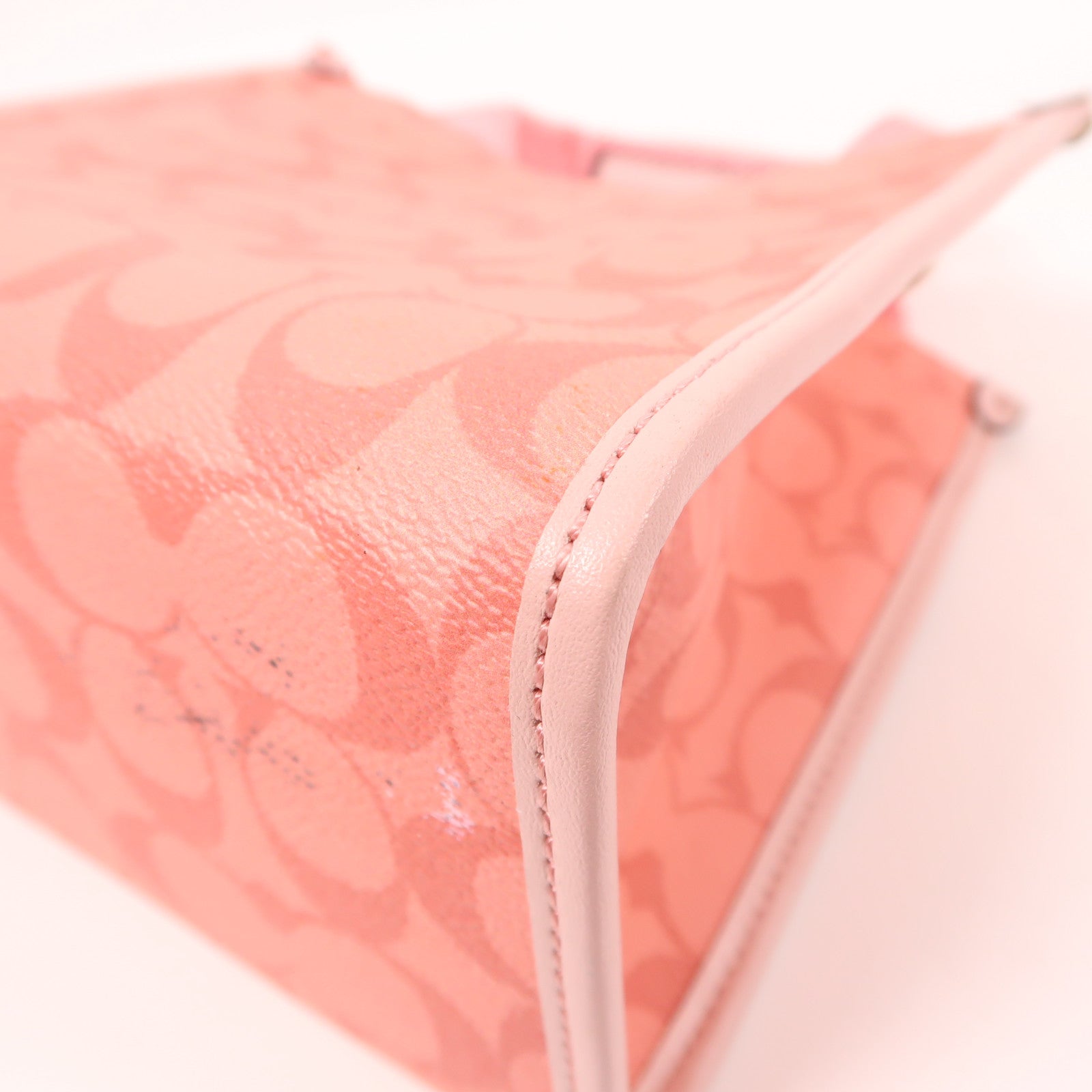 COACH 塗層帆布2 Way Shoulder Bag金扣手挽肩背兩用袋粉紅色