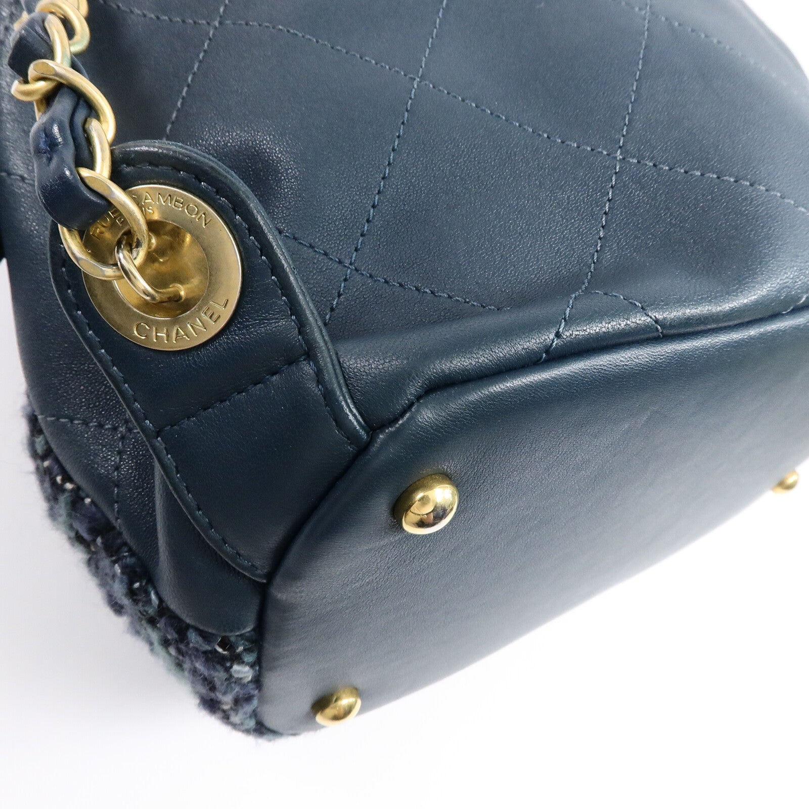 CHANEL 羊毛/牛皮皮革Tweed Backpack背包