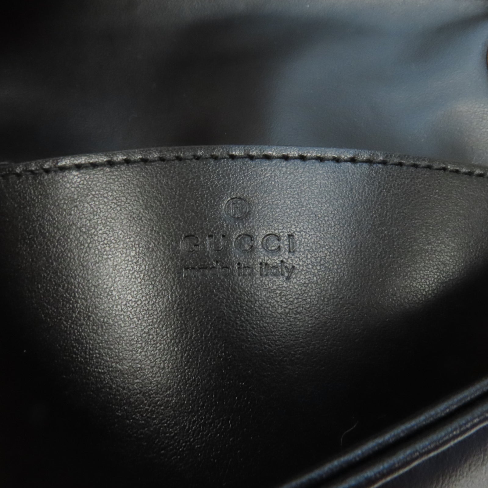 GUCCI 牛皮皮革Chain Shoulder金扣鏈帶肩背袋黑色