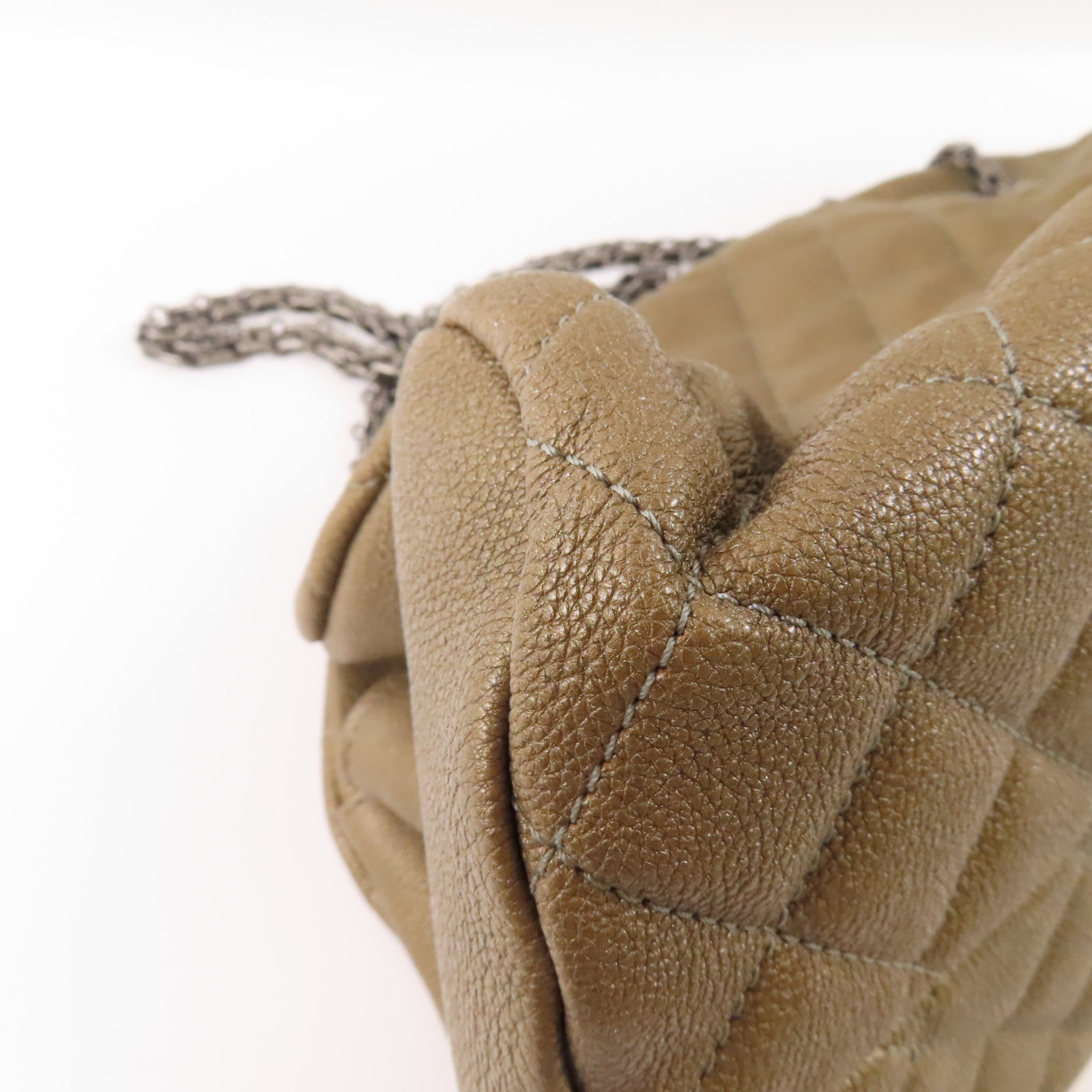 CHANEL 牛皮皮革Chain Shoulder銀扣鏈帶肩背袋