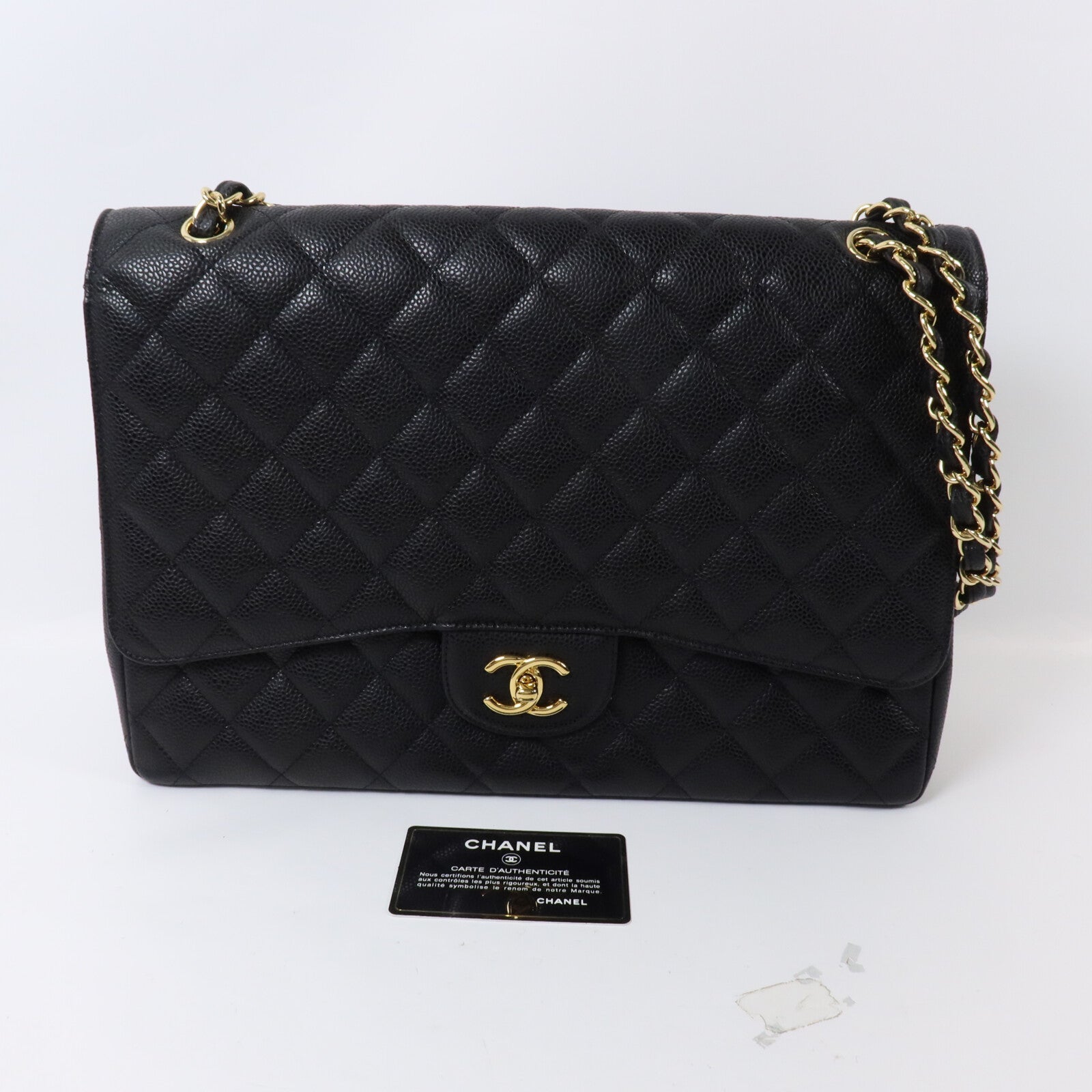 CHANEL 牛皮皮革Maxi Classic鏈帶肩背袋