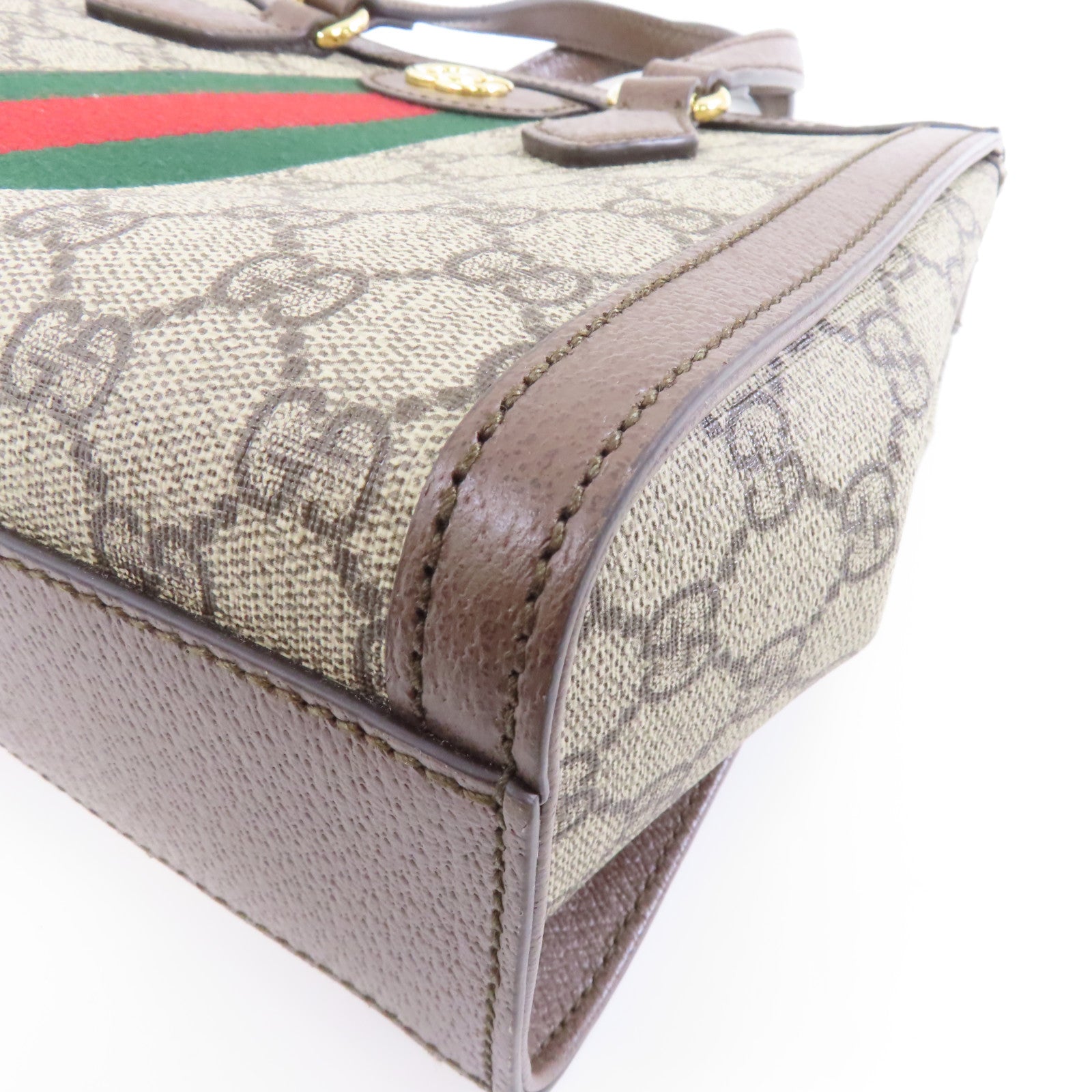 GUCCI 塗層帆布Ophidia GG Small金扣手挽肩背兩用袋棕色