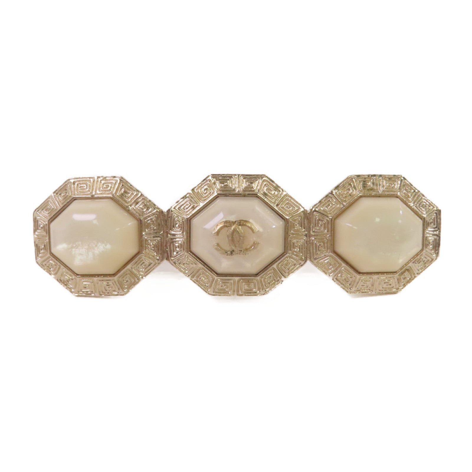 CHANEL 金屬/PVC Brooch金扣胸針金色