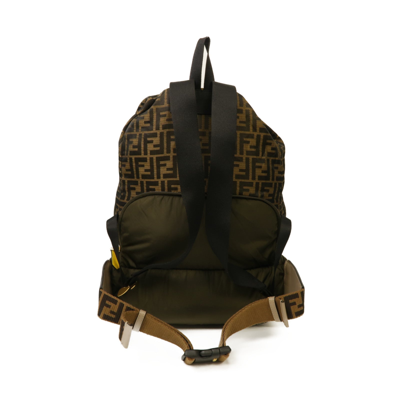 FENDI 【均一特價】尼龍Backpack金扣背包啡色/深綠色