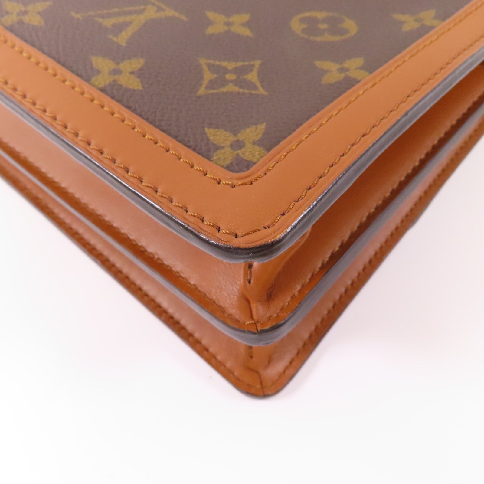 LOUIS VUITTON Monogram Reverse Dauphine MM金扣手挽肩背兩用袋棕色