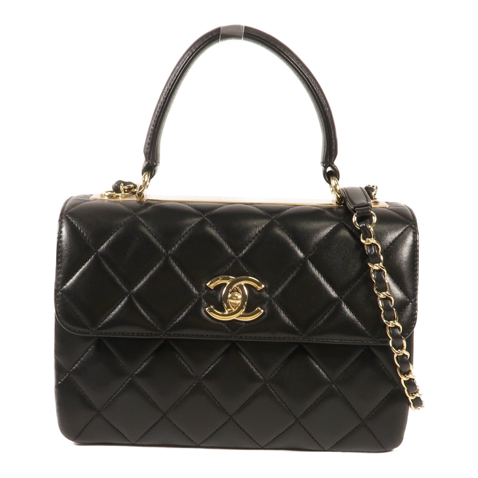 CHANEL 羊皮皮革Trendy CC Small金扣鏈帶手挽肩背兩用袋