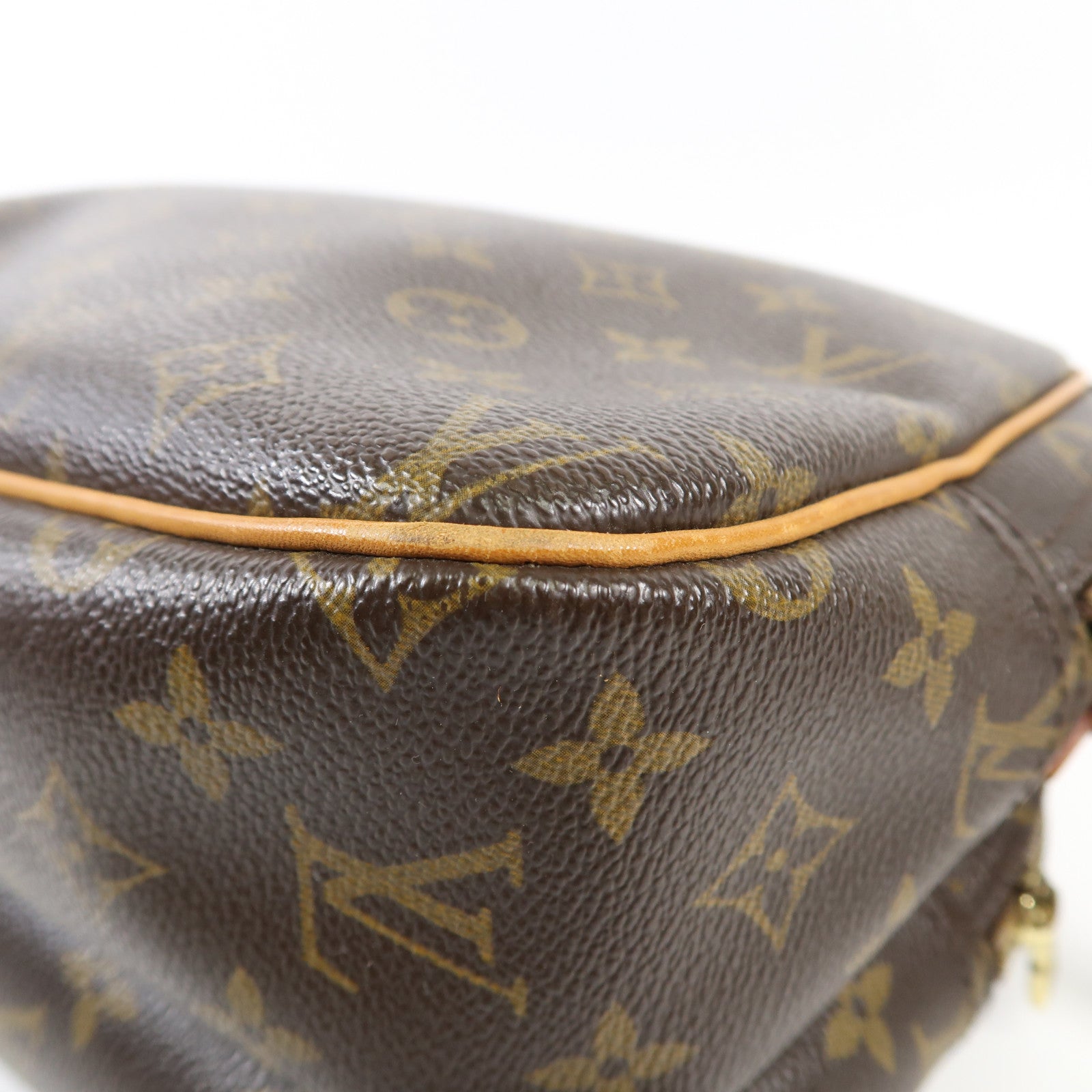 LOUIS VUITTON Monogram Reporter PM金扣肩背袋棕色