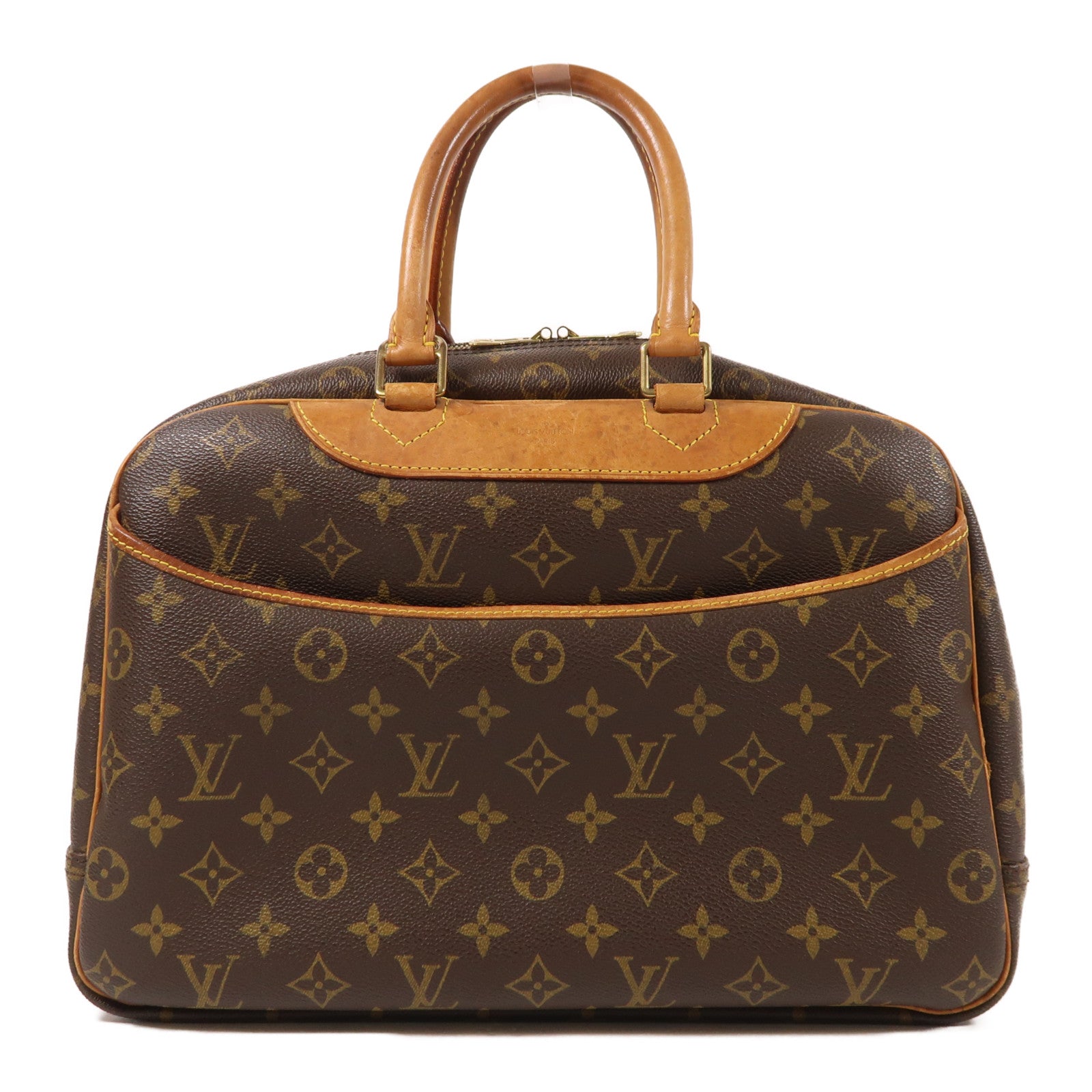 LOUIS VUITTON Monogram Deauville金扣手挽袋棕色