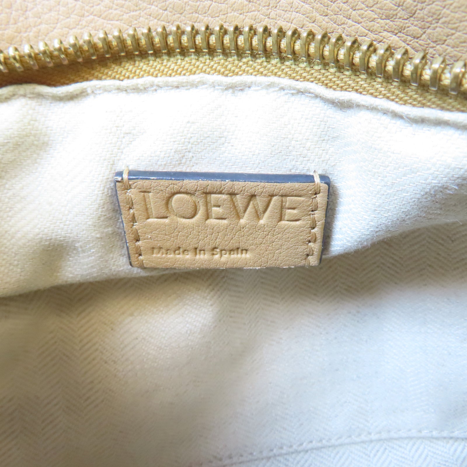 LOEWE 牛皮皮革Puzzle金扣手挽肩背兩用袋啡色/米色
