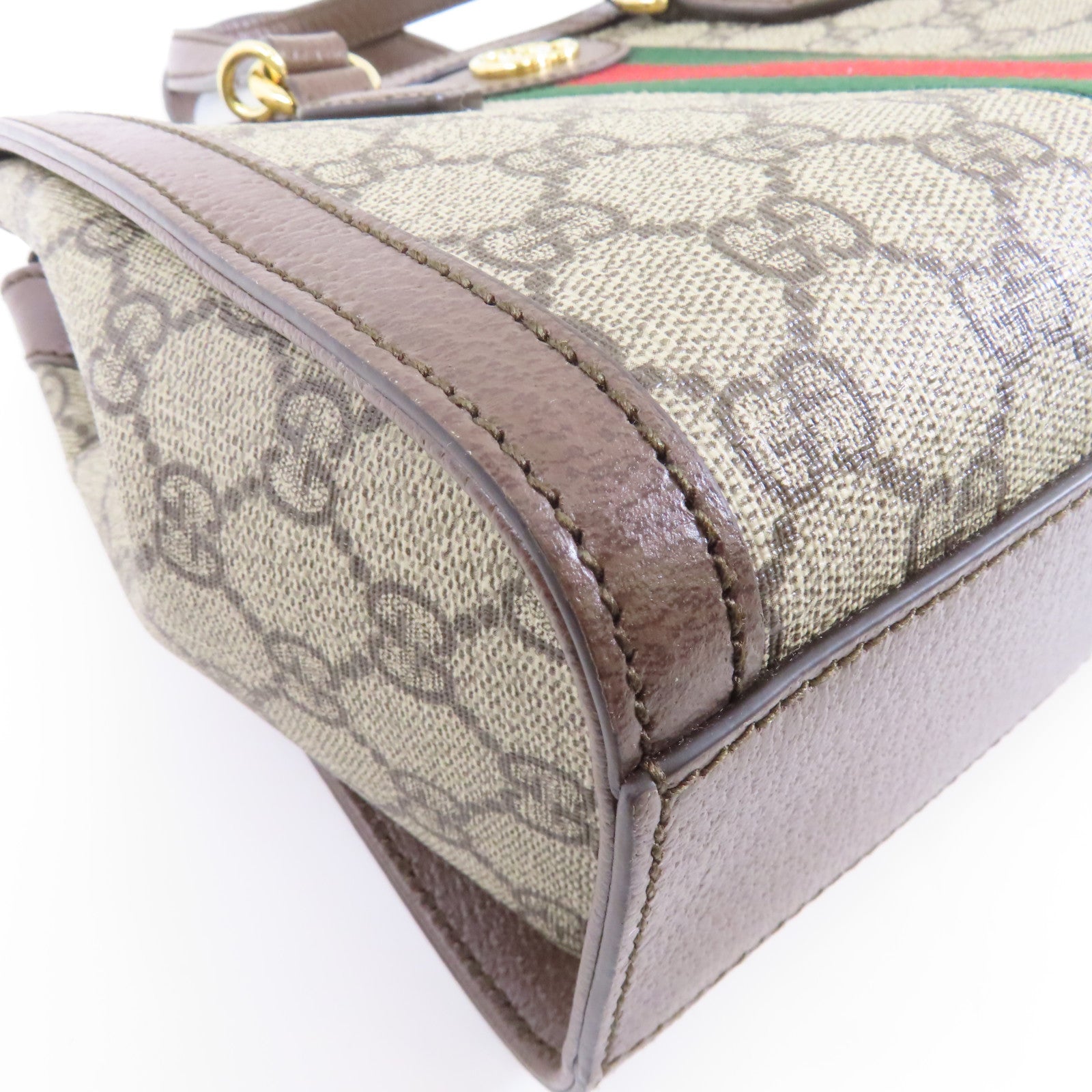 GUCCI 塗層帆布Ophidia GG Small金扣手挽肩背兩用袋棕色