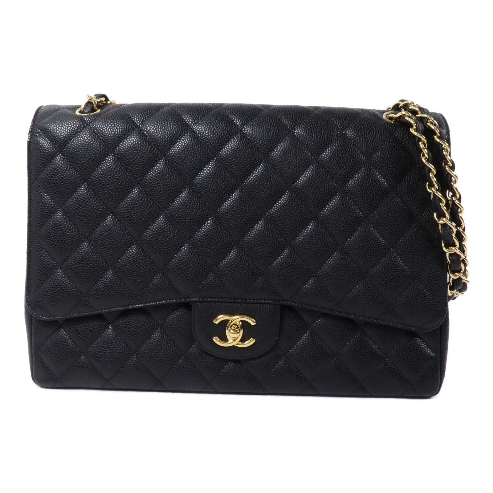 CHANEL 牛皮皮革Maxi Classic鏈帶肩背袋