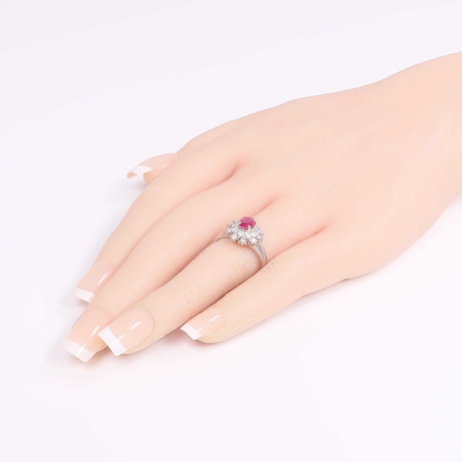 JEWELRY PT850鉑金Ruby Diamond Ring紅寶石/鑽石戒指US#6.25