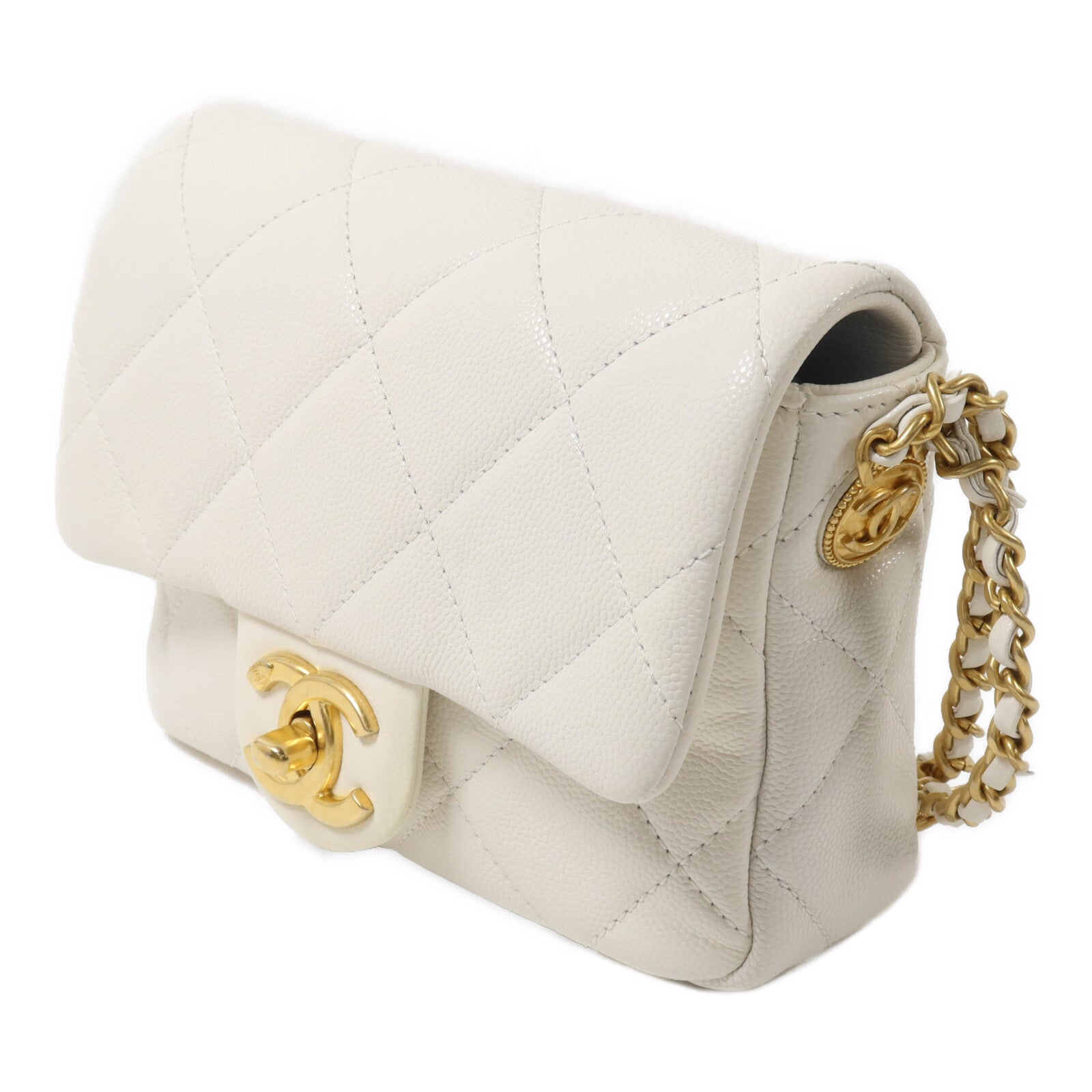 CHANEL 牛皮皮革Mini Coins Flap鏈帶肩背袋