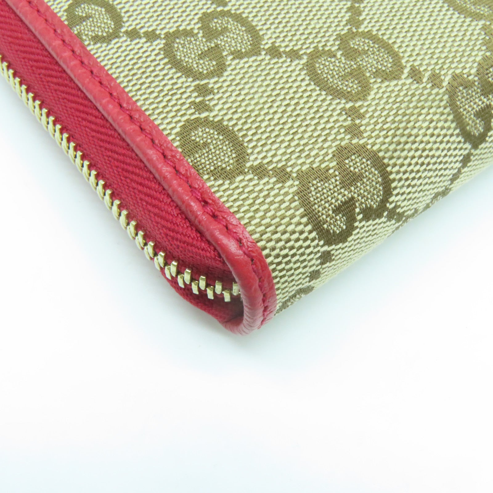 GUCCI 【激減優惠】帆布Wallet金扣長錢包啡色/紅色