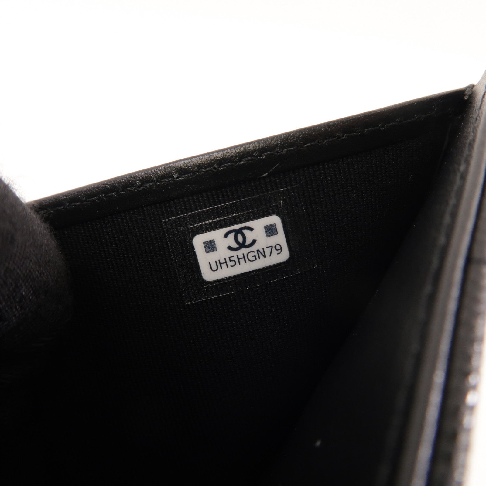 CHANEL 菱格牛皮皮革Wallet金扣錢包黑色