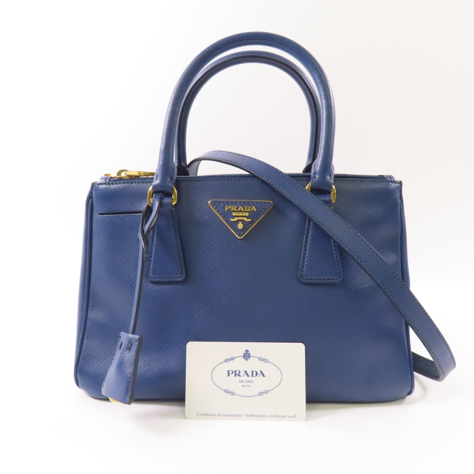 PRADA Saffiano皮革2 Way Shoulder金扣手挽肩背兩用袋