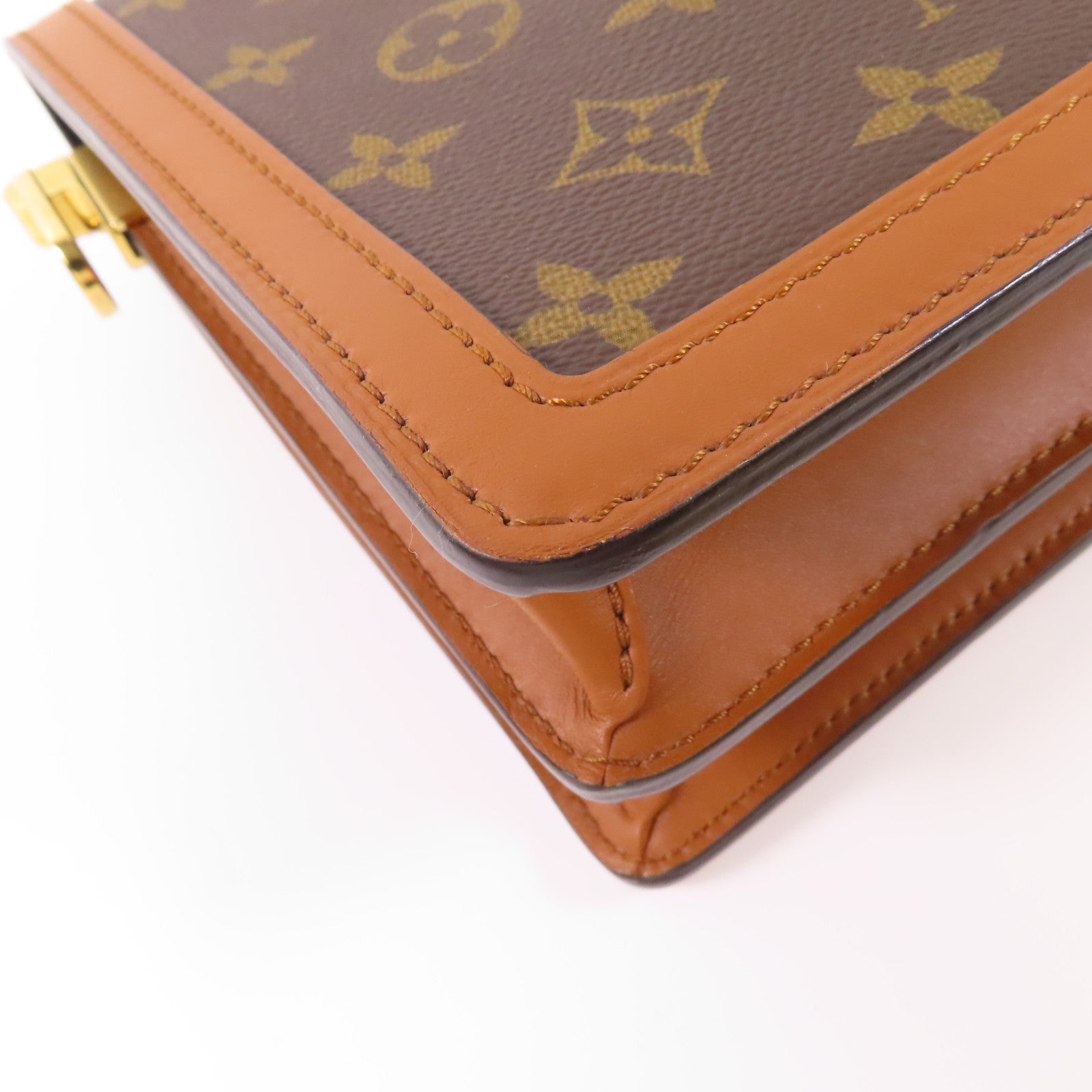 LOUIS VUITTON Monogram Reverse Dauphine MM金扣手挽肩背兩用袋棕色