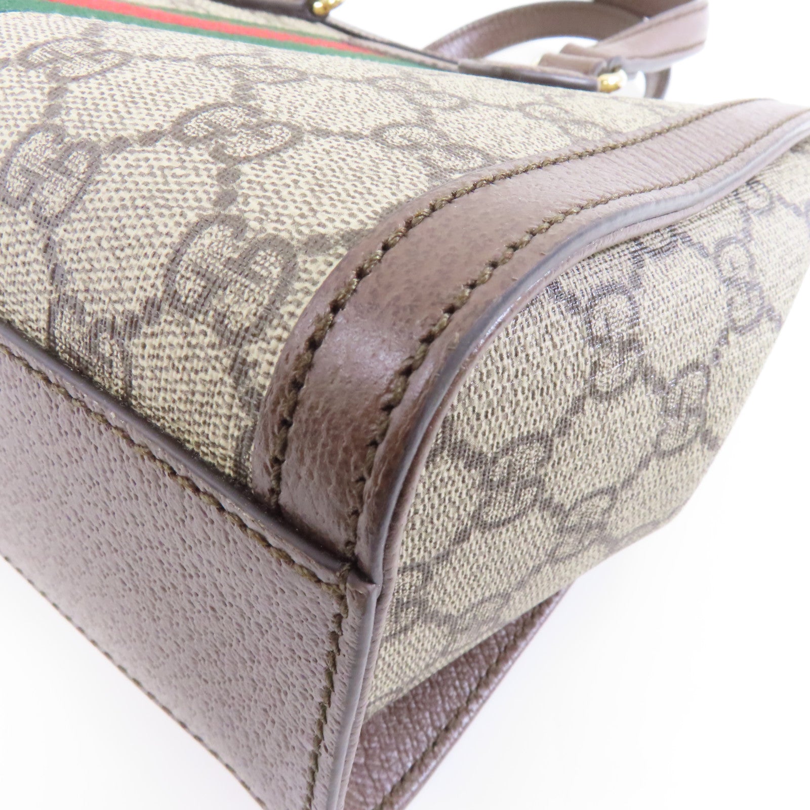 GUCCI 塗層帆布Ophidia GG Small金扣手挽肩背兩用袋棕色