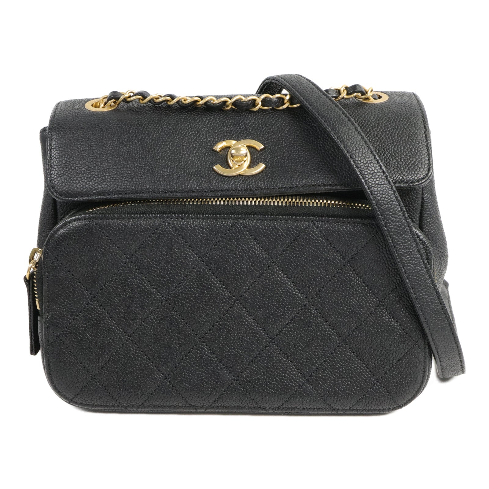 CHANEL 牛皮皮革Chic Trip Flap Bag鏈帶肩背袋