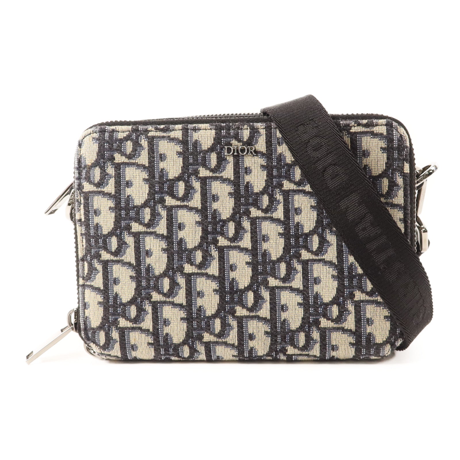 Dior 帆布Zipped Pouch With Strap銀扣肩背袋