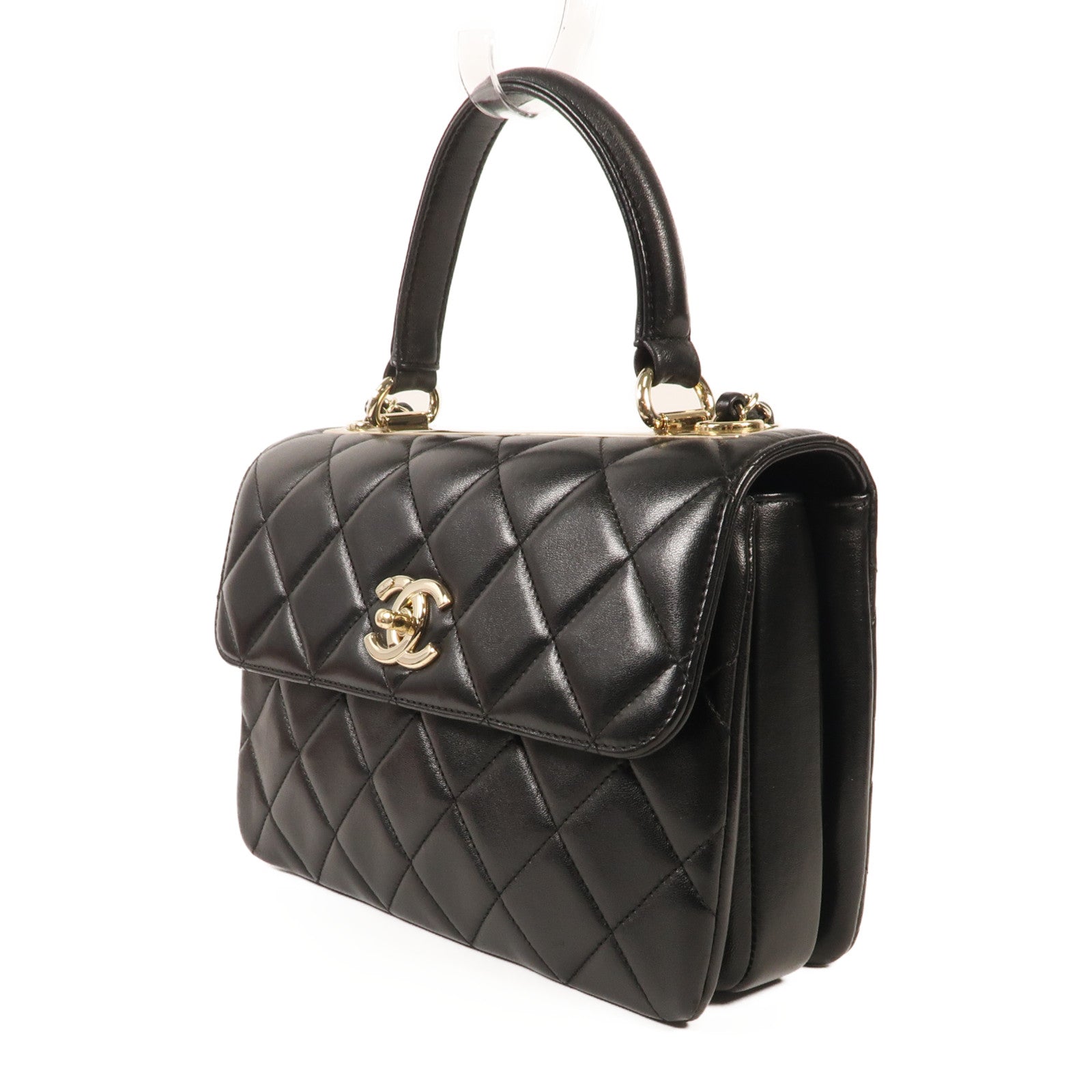CHANEL 羊皮皮革Trendy CC Small金扣鏈帶手挽肩背兩用袋