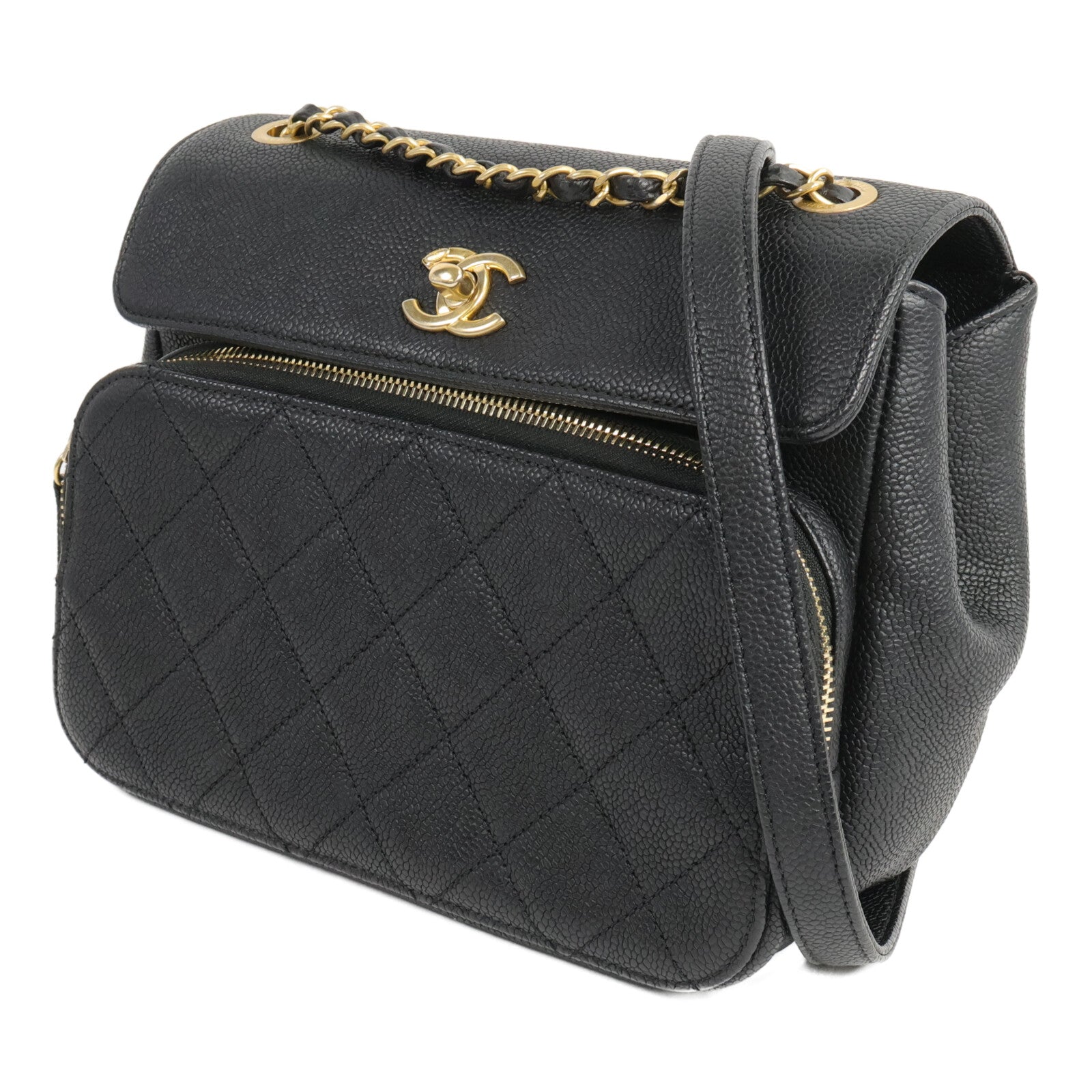 CHANEL 牛皮皮革Chic Trip Flap Bag鏈帶肩背袋