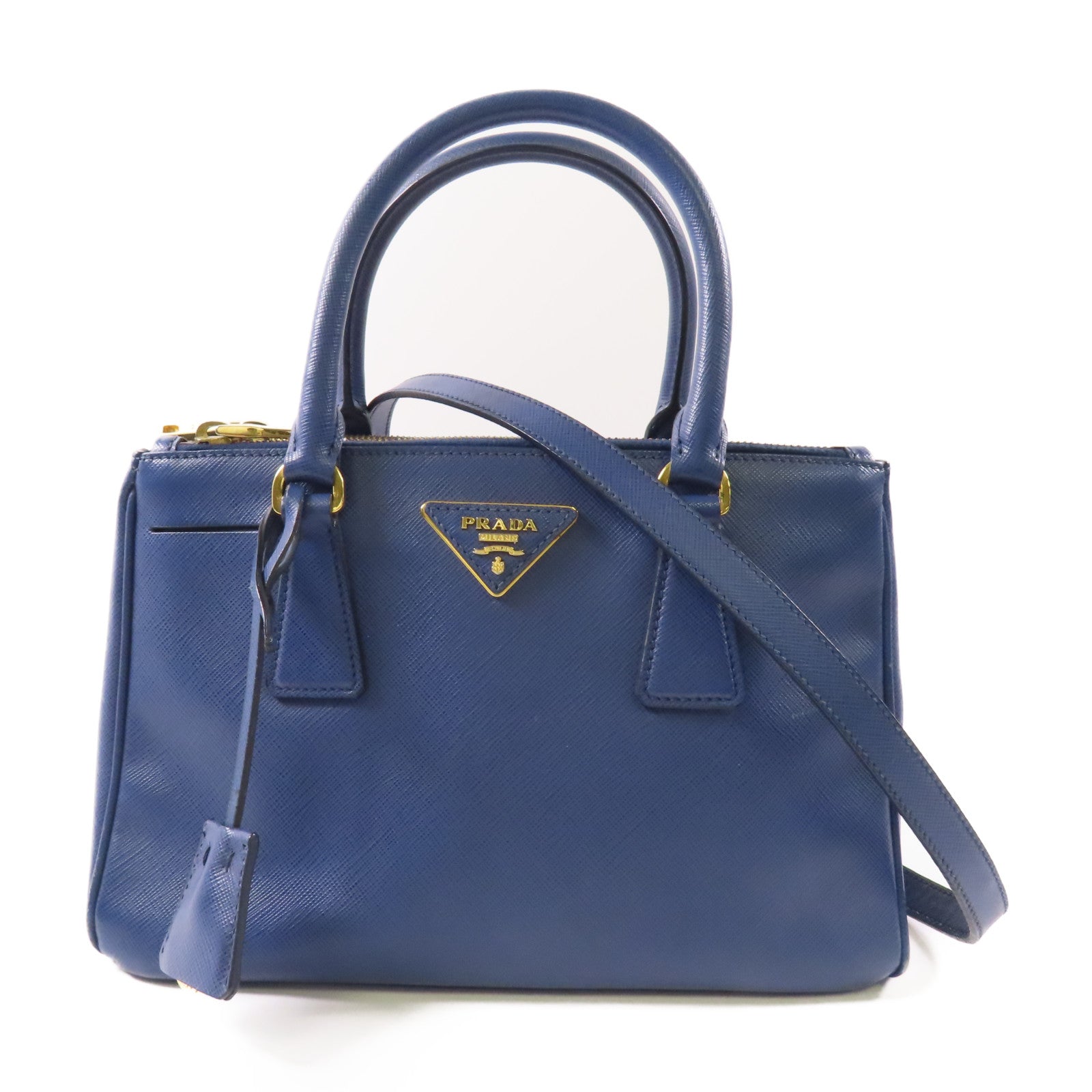 PRADA Saffiano皮革2 Way Shoulder金扣手挽肩背兩用袋