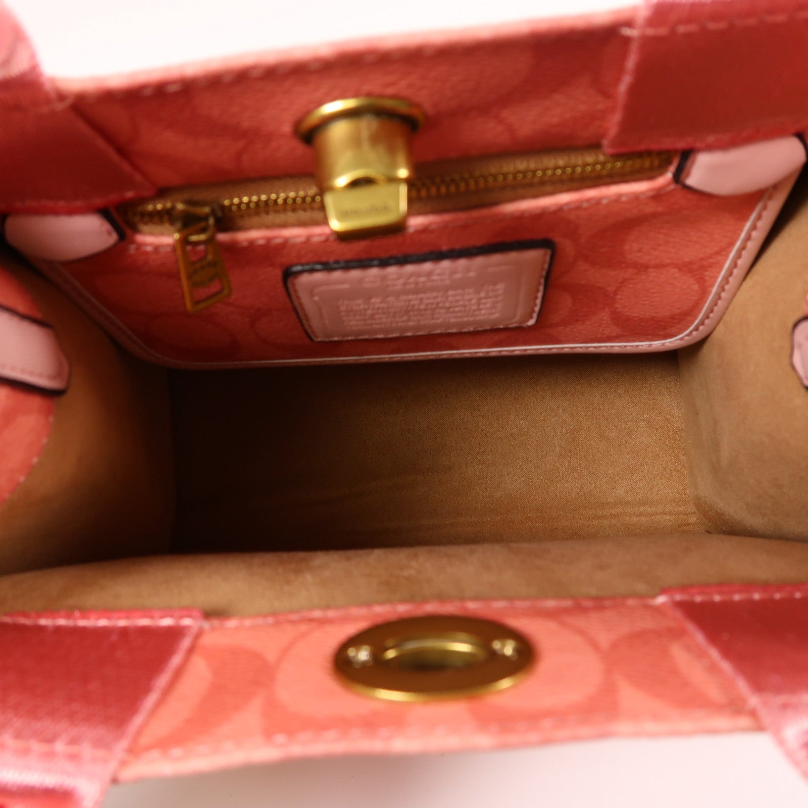 COACH 塗層帆布2 Way Shoulder Bag金扣手挽肩背兩用袋粉紅色