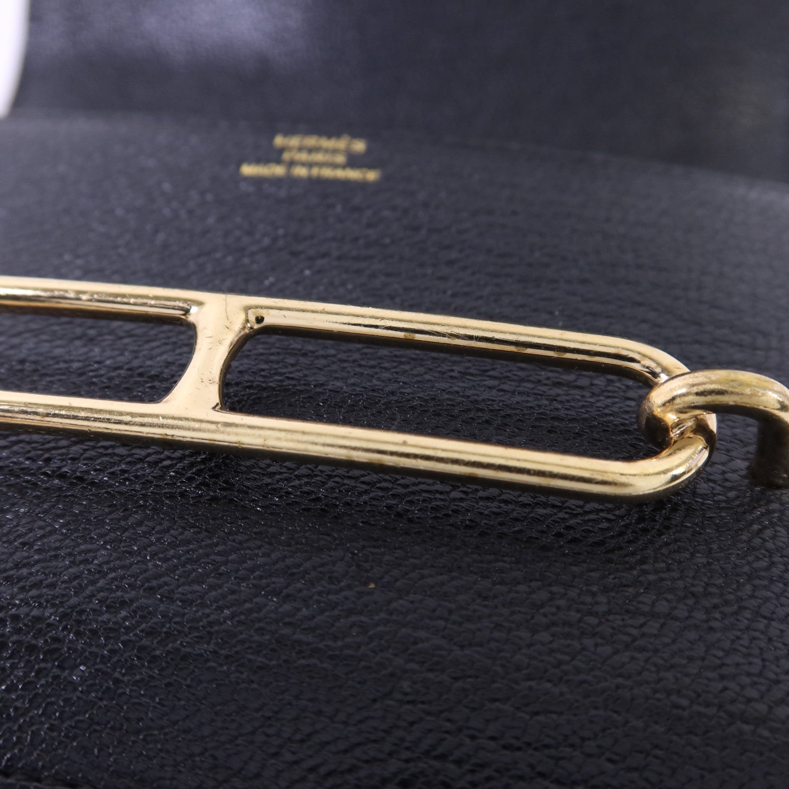 HERMES Chevre Mysore皮革Roulis Slim金扣錢包Noir