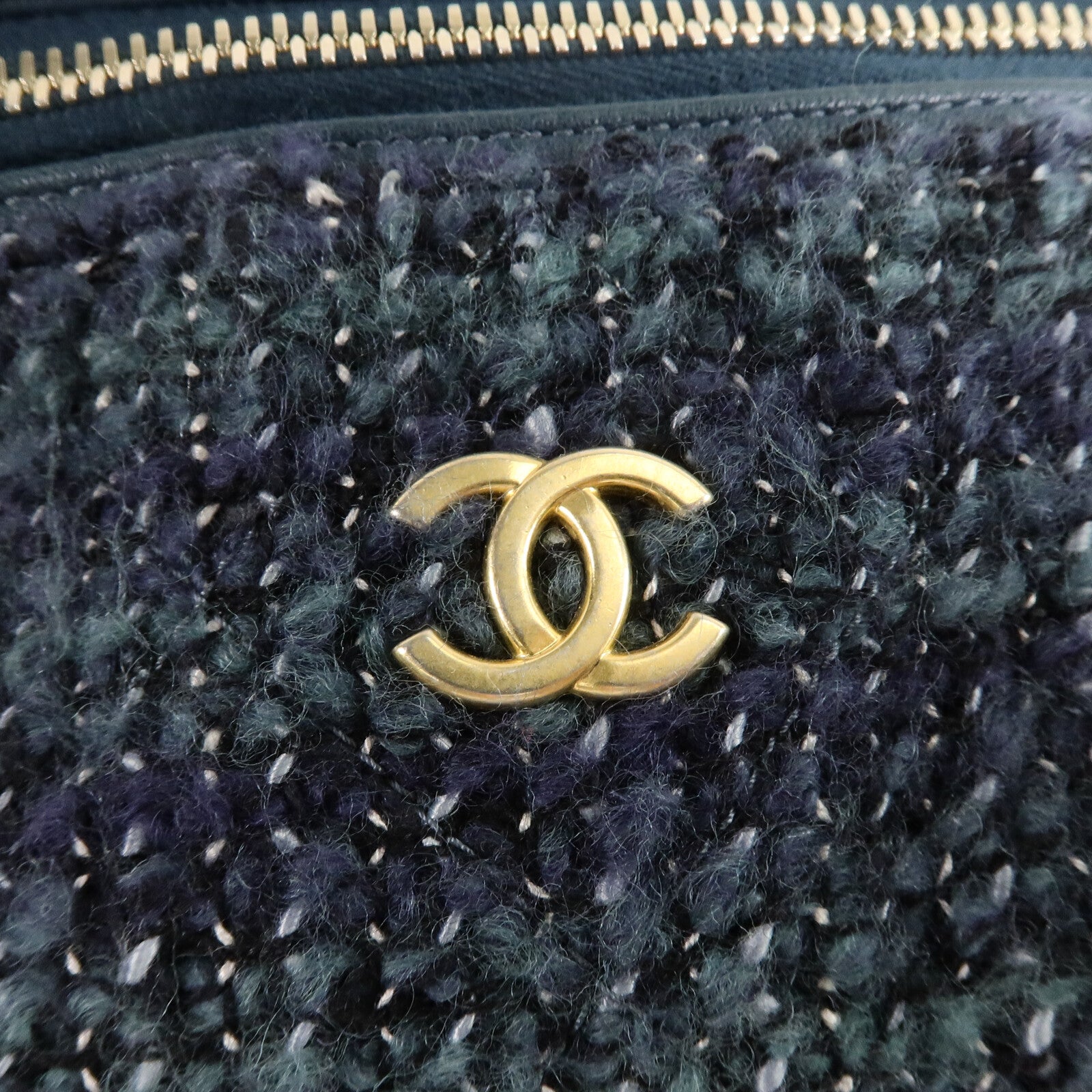 CHANEL 羊毛/牛皮皮革Tweed Backpack背包