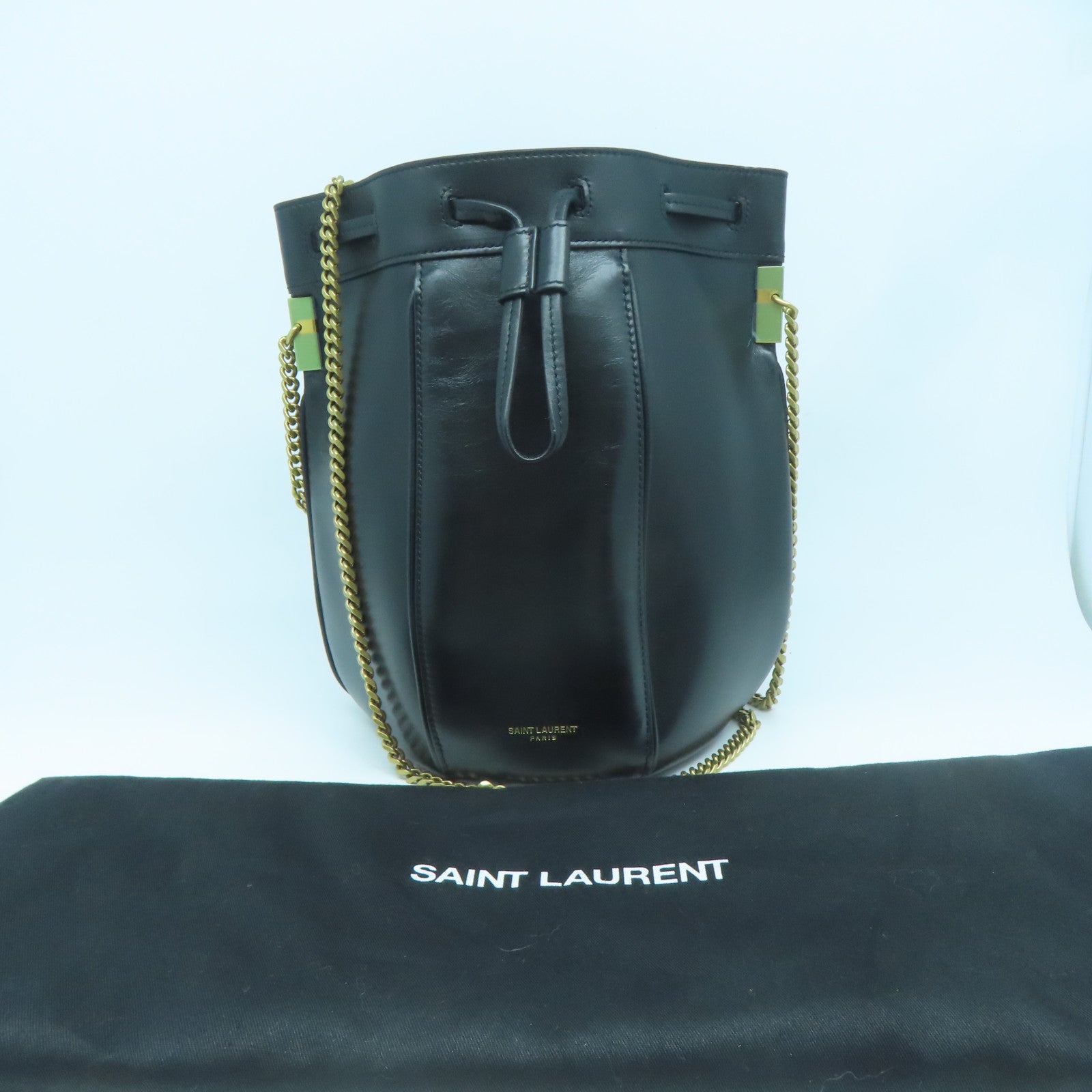 SAINT LAURENT 【激減優惠】牛皮皮革Talitha Bucket Bag金扣鏈帶肩背袋黒色