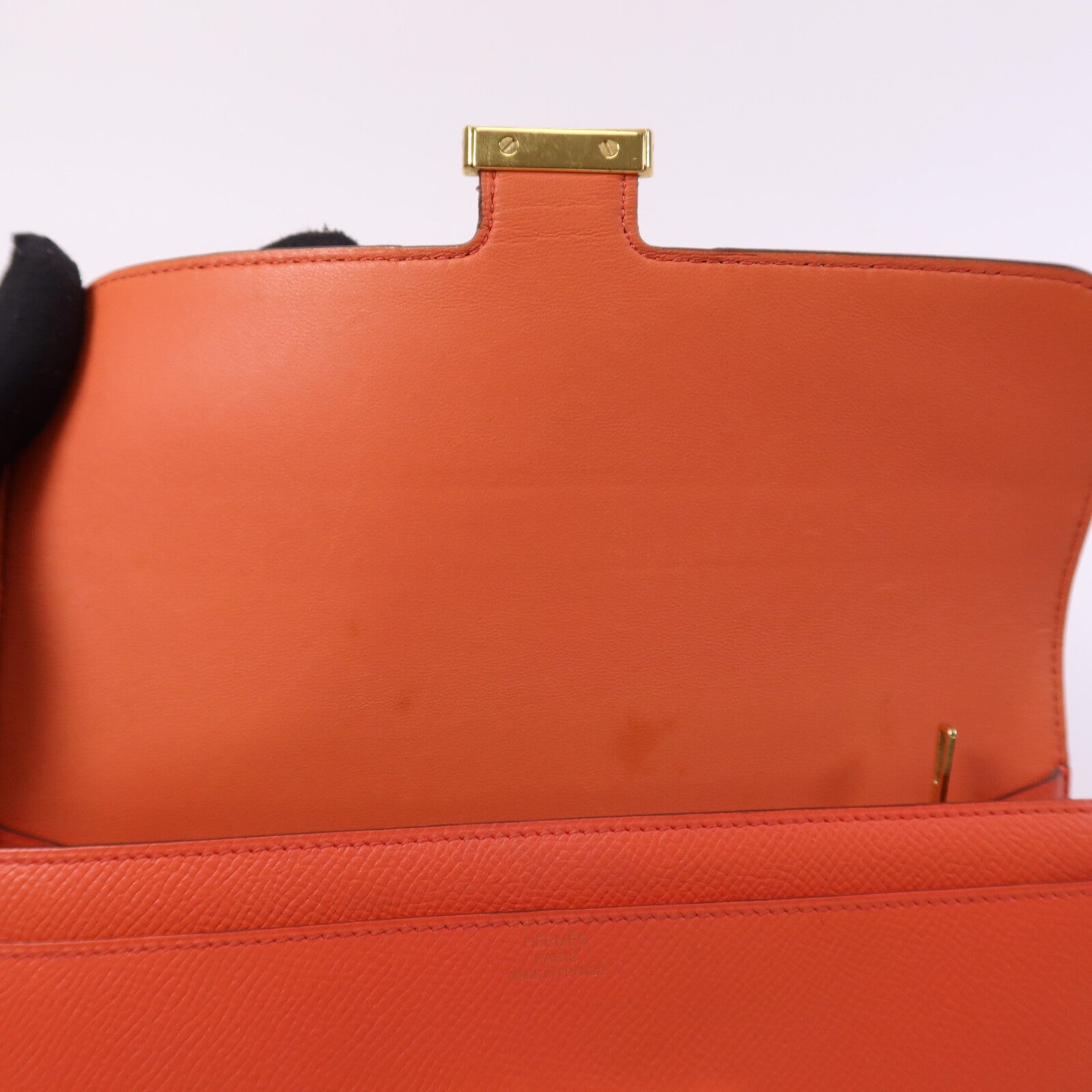 HERMES Epsom皮革Constance Wallet金扣長錢包Rouge Pivoine