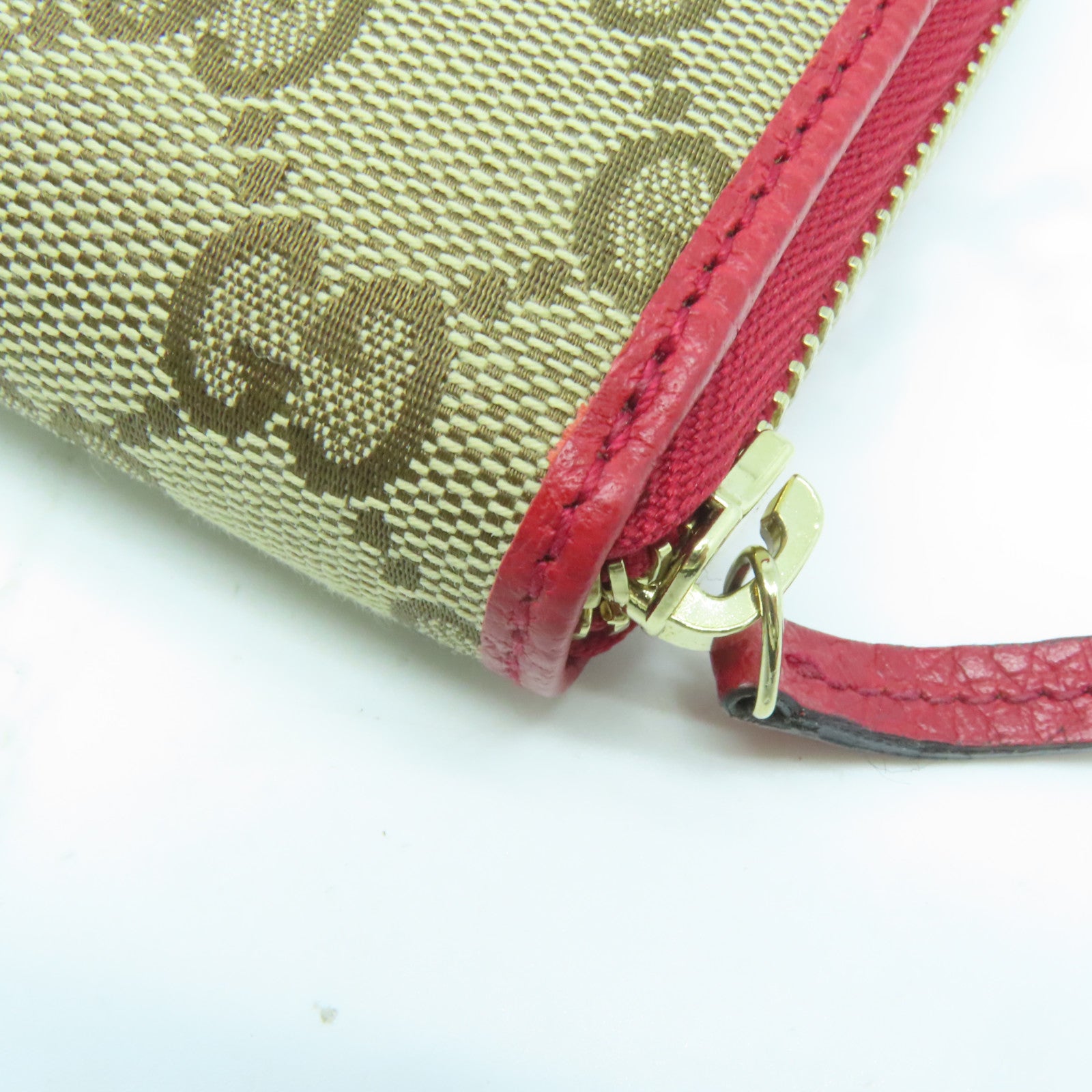 GUCCI 【激減優惠】帆布Wallet金扣長錢包啡色/紅色