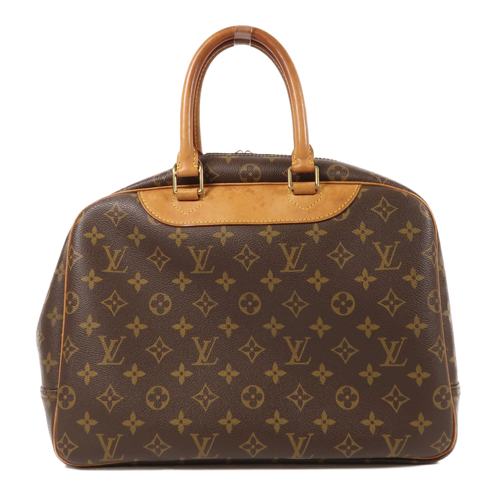 LOUIS VUITTON Monogram Deauville金扣手挽袋棕色