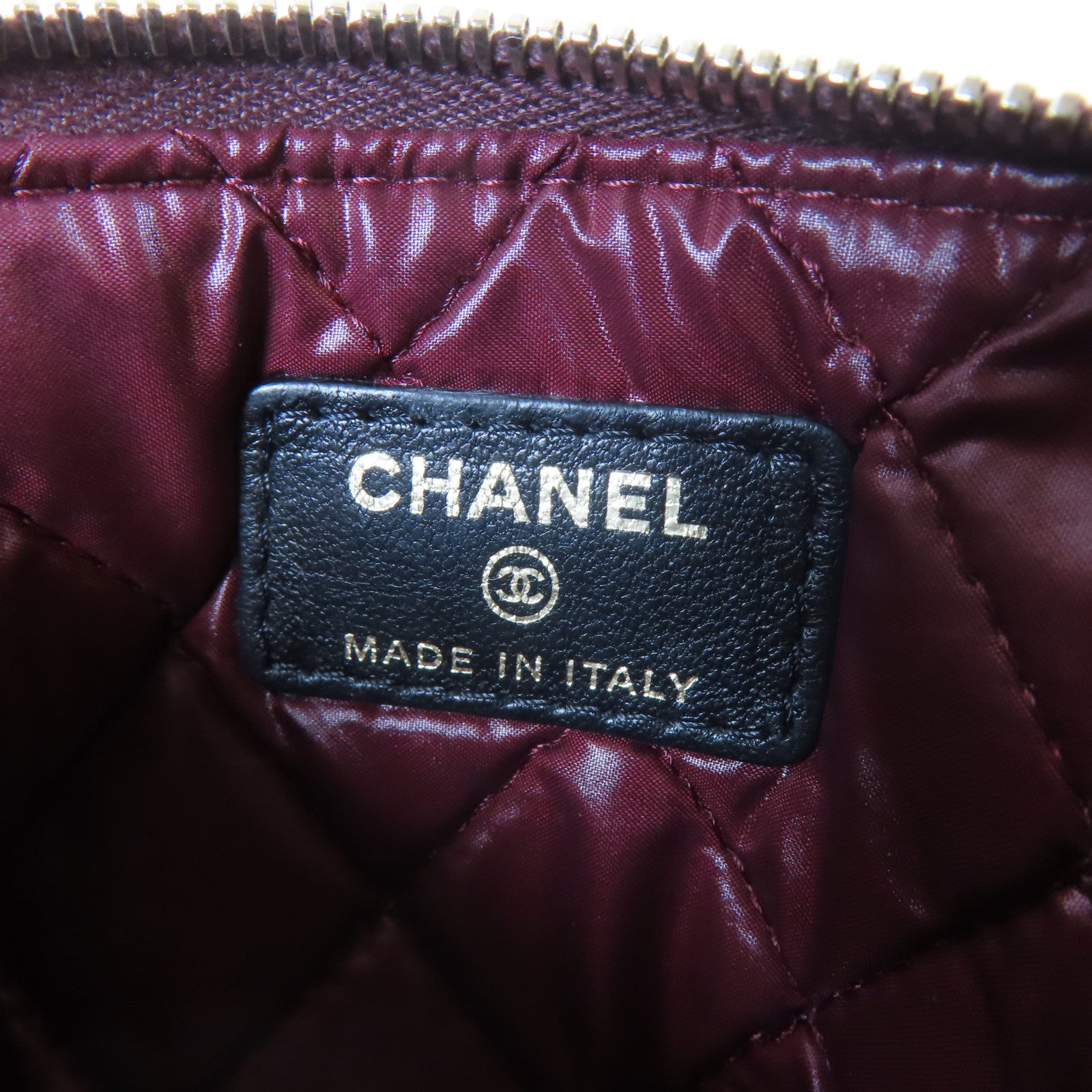 CHANEL 菱格羊皮皮革Mini Pouch銀扣手拿包黑色