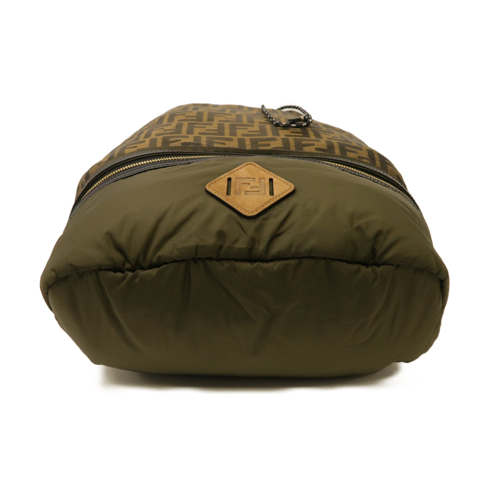 FENDI 【均一特價】尼龍Backpack金扣背包啡色/深綠色