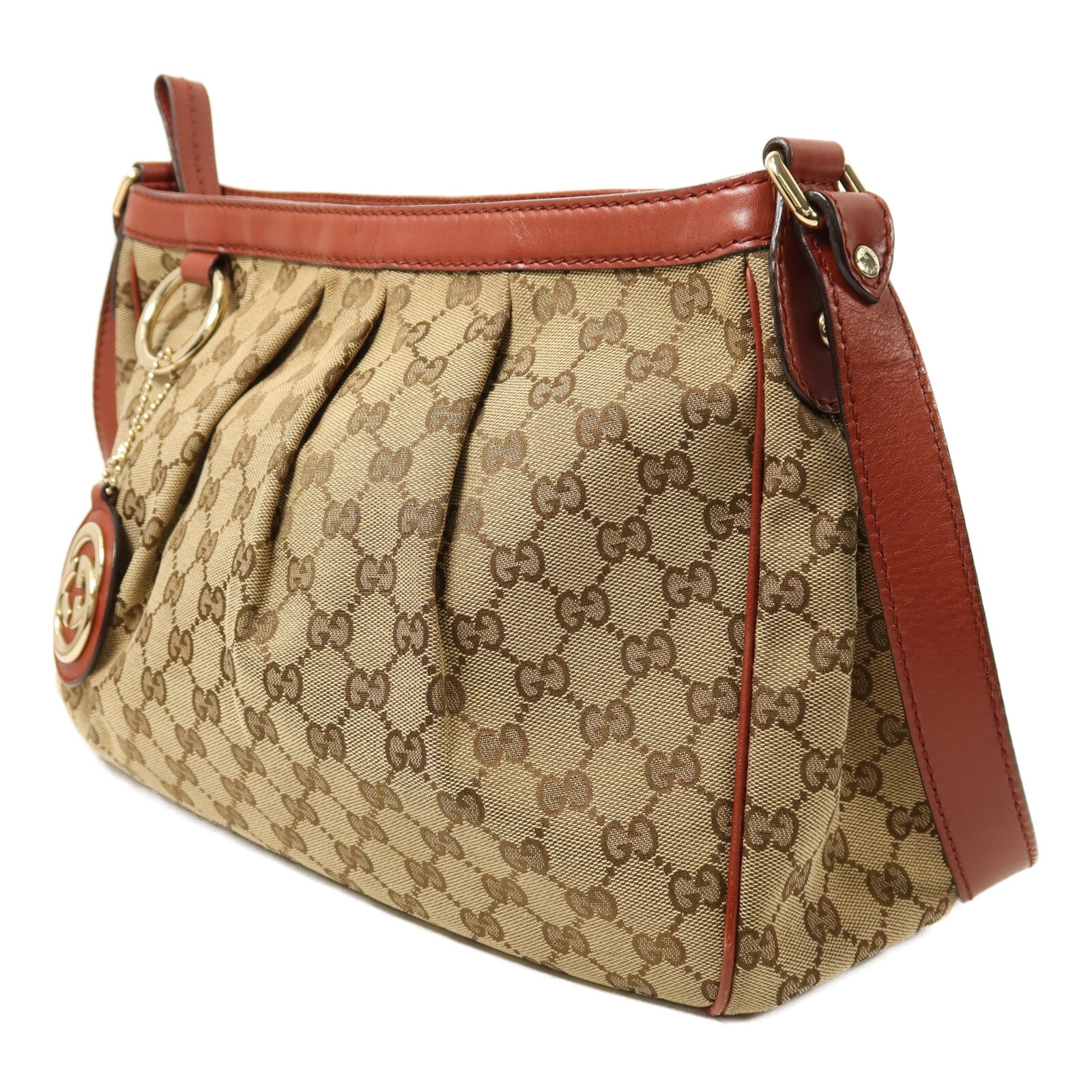 GUCCI 帆布Shoulder Bag金扣肩背袋