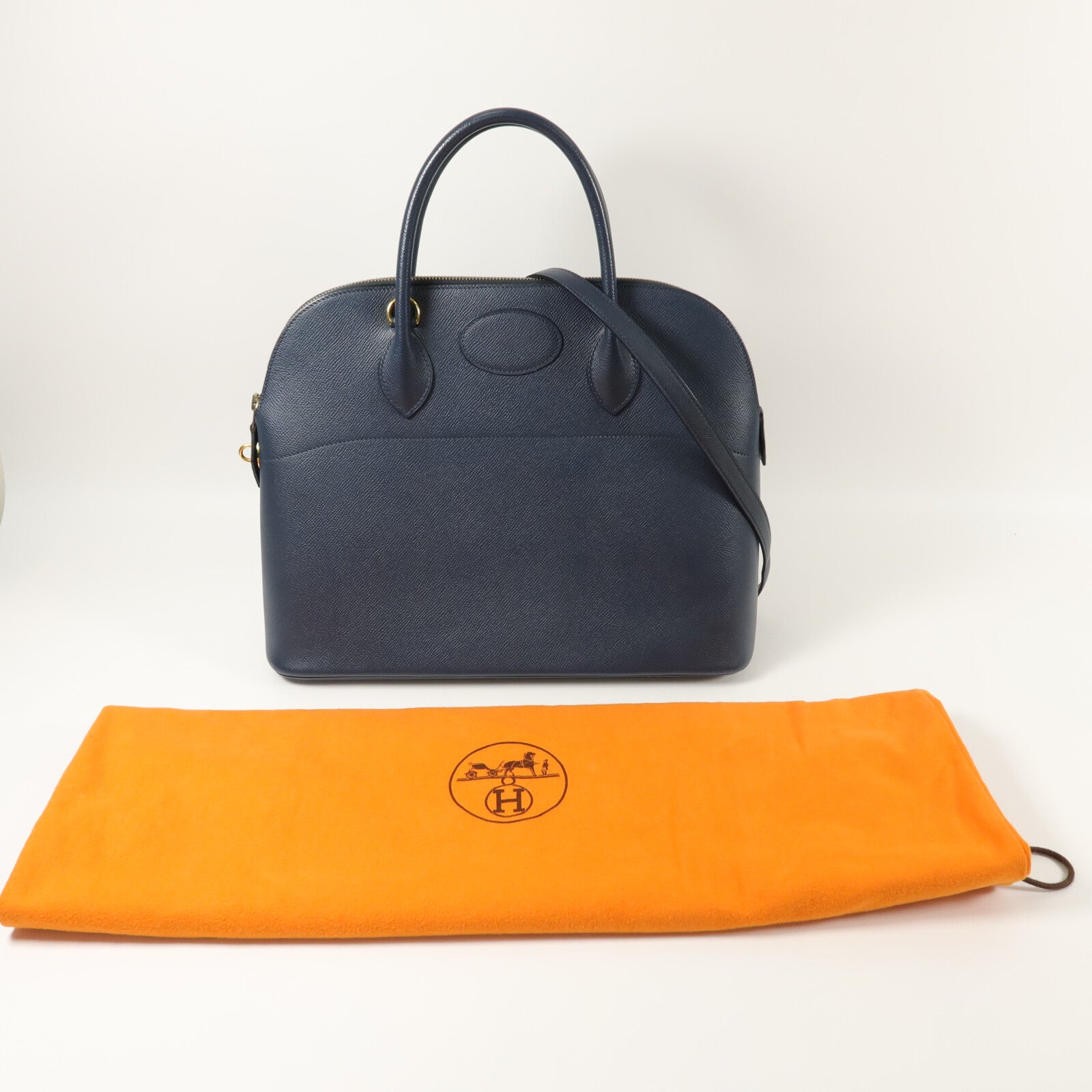 HERMES Epsom皮革Bolide 35手挽肩背兩用袋Bleu Saphir