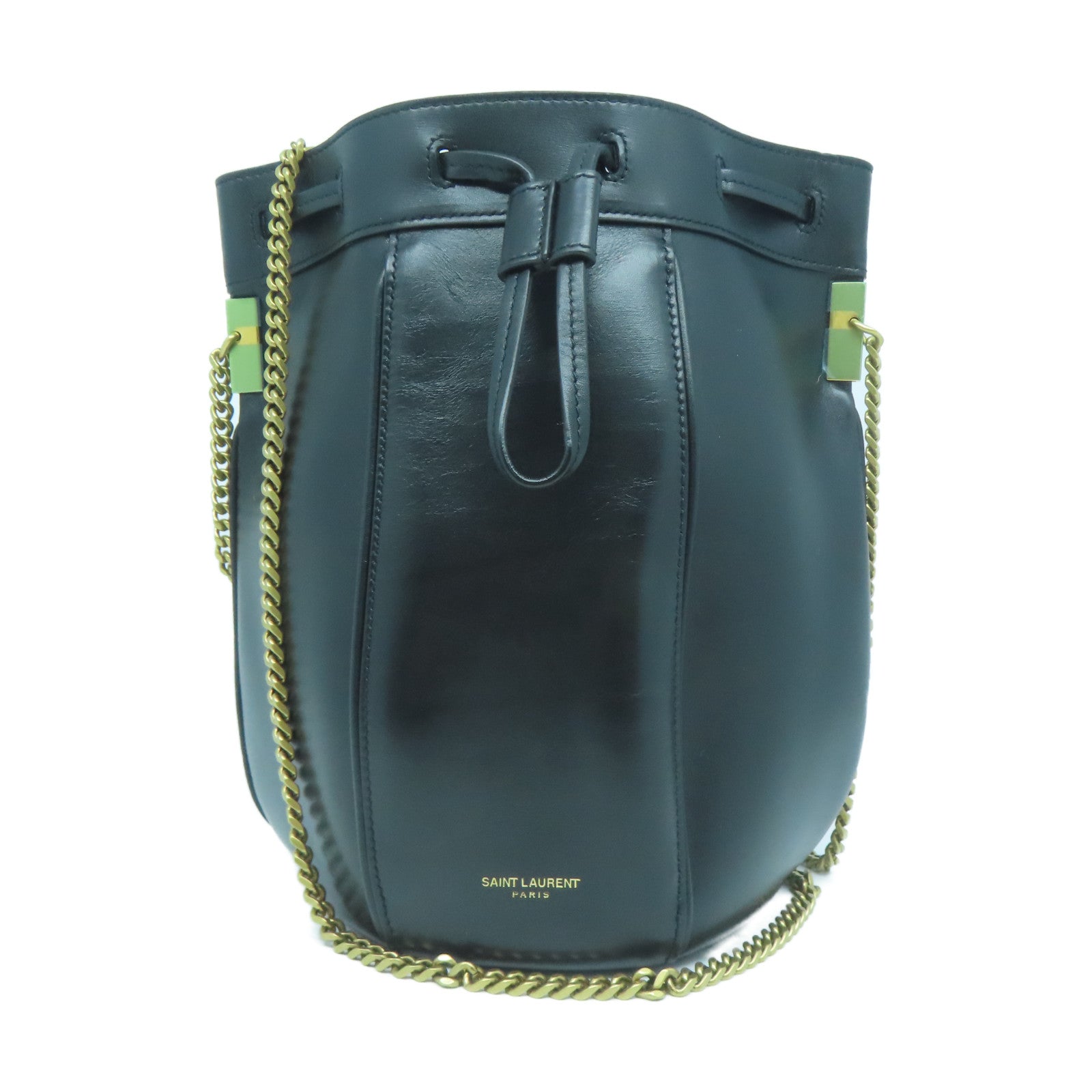 SAINT LAURENT 【激減優惠】牛皮皮革Talitha Bucket Bag金扣鏈帶肩背袋黒色