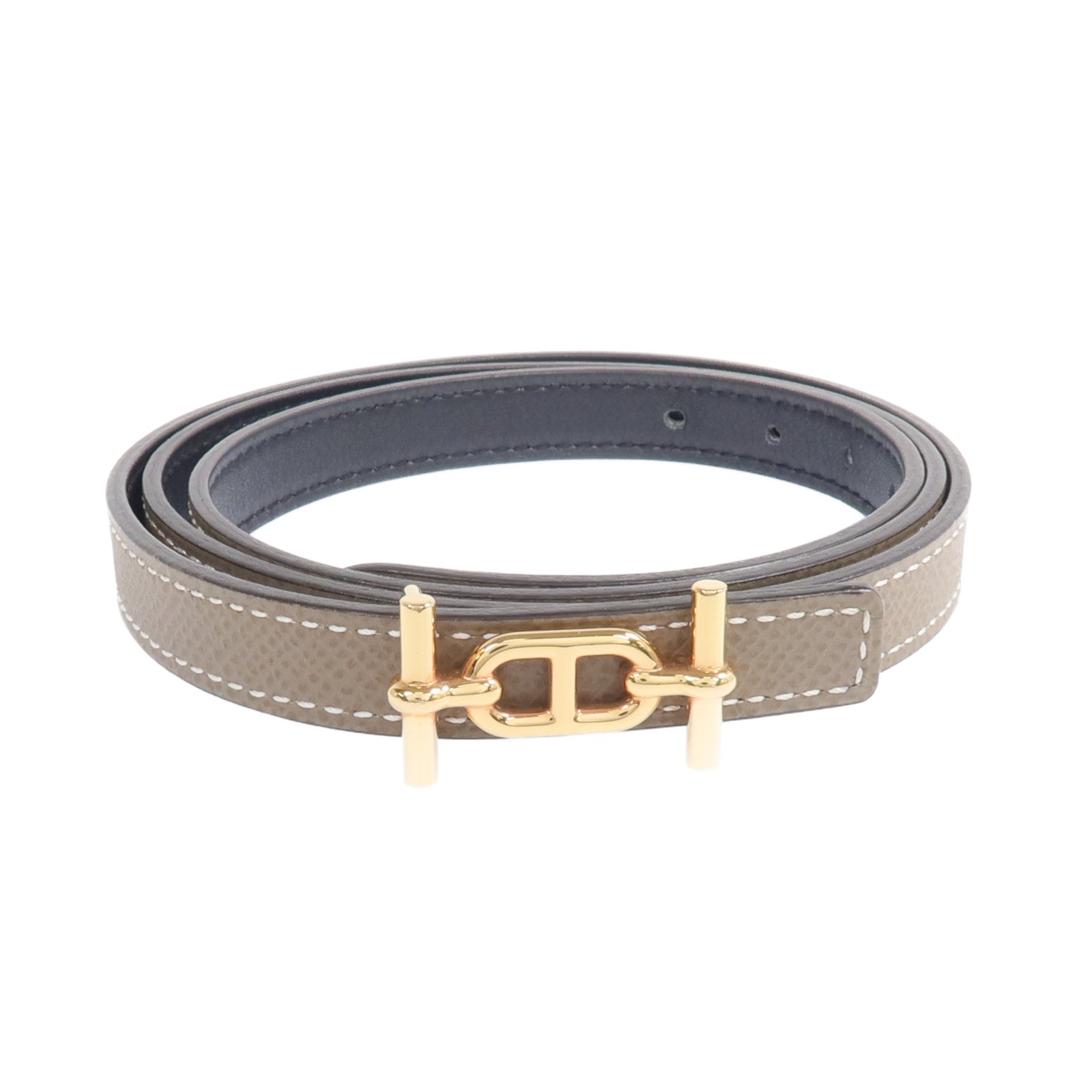 HERMES Epsom皮革Ancre Belt 13mm金扣皮帶Etoupe