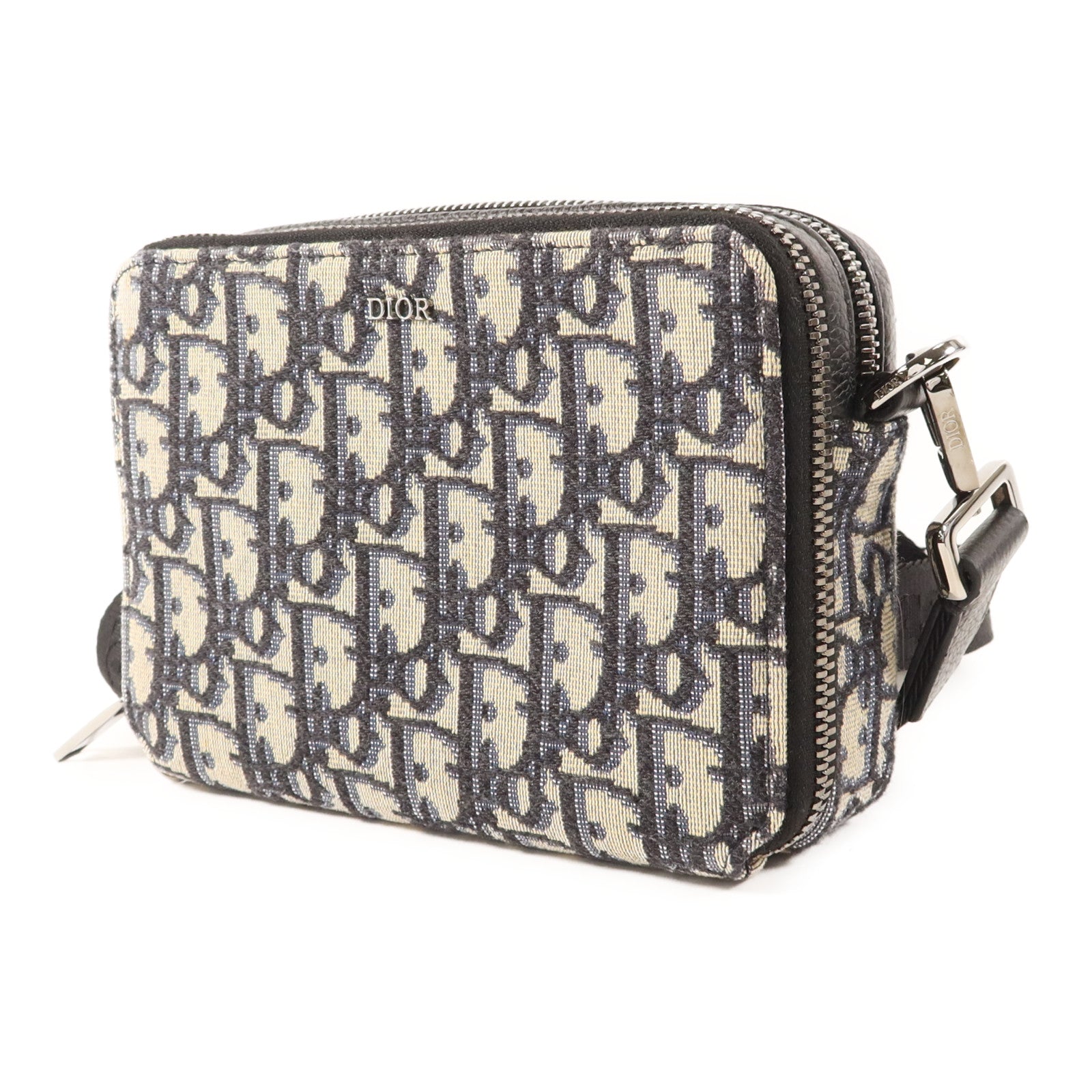 Dior 帆布Zipped Pouch With Strap銀扣肩背袋