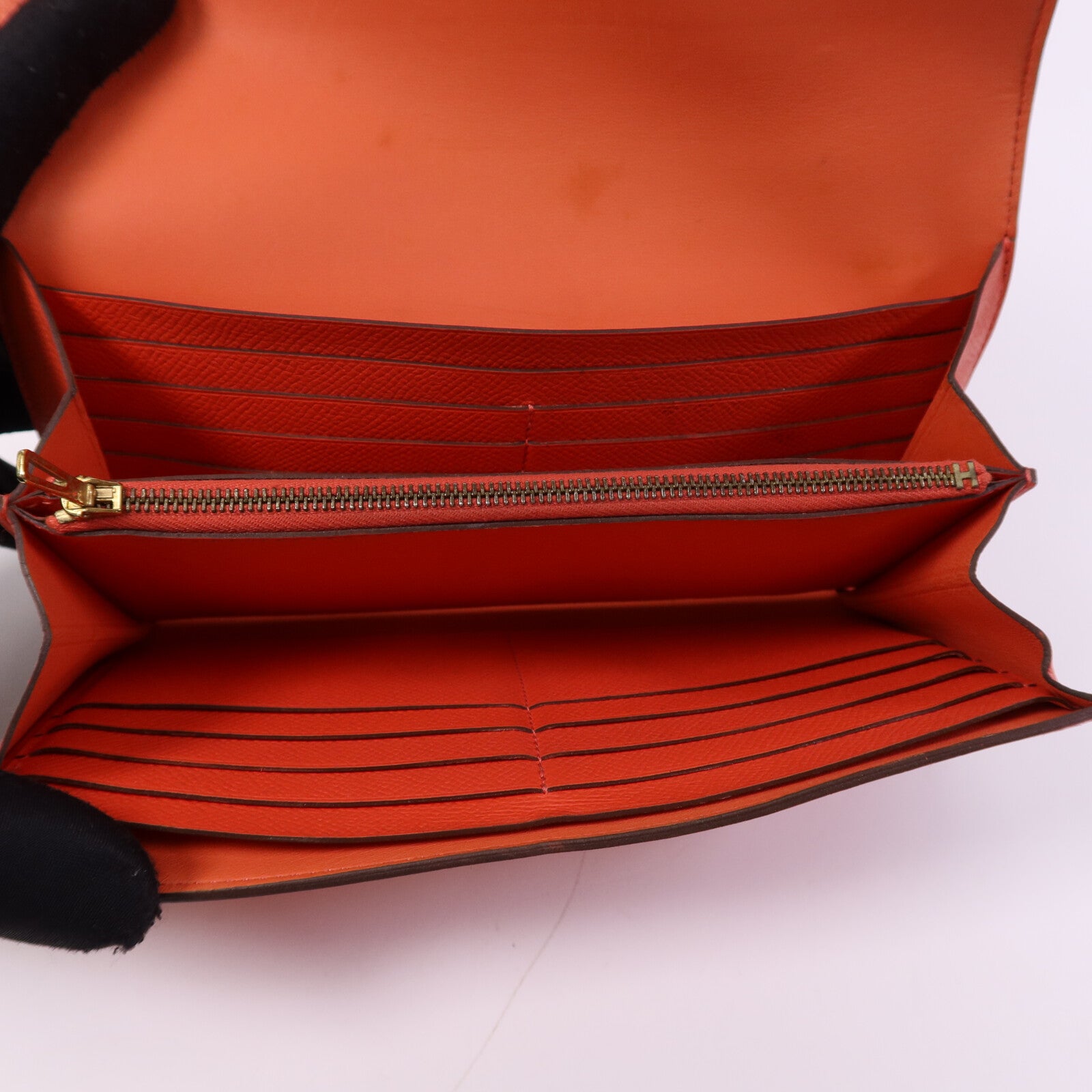 HERMES Epsom皮革Constance Wallet金扣長錢包Rouge Pivoine