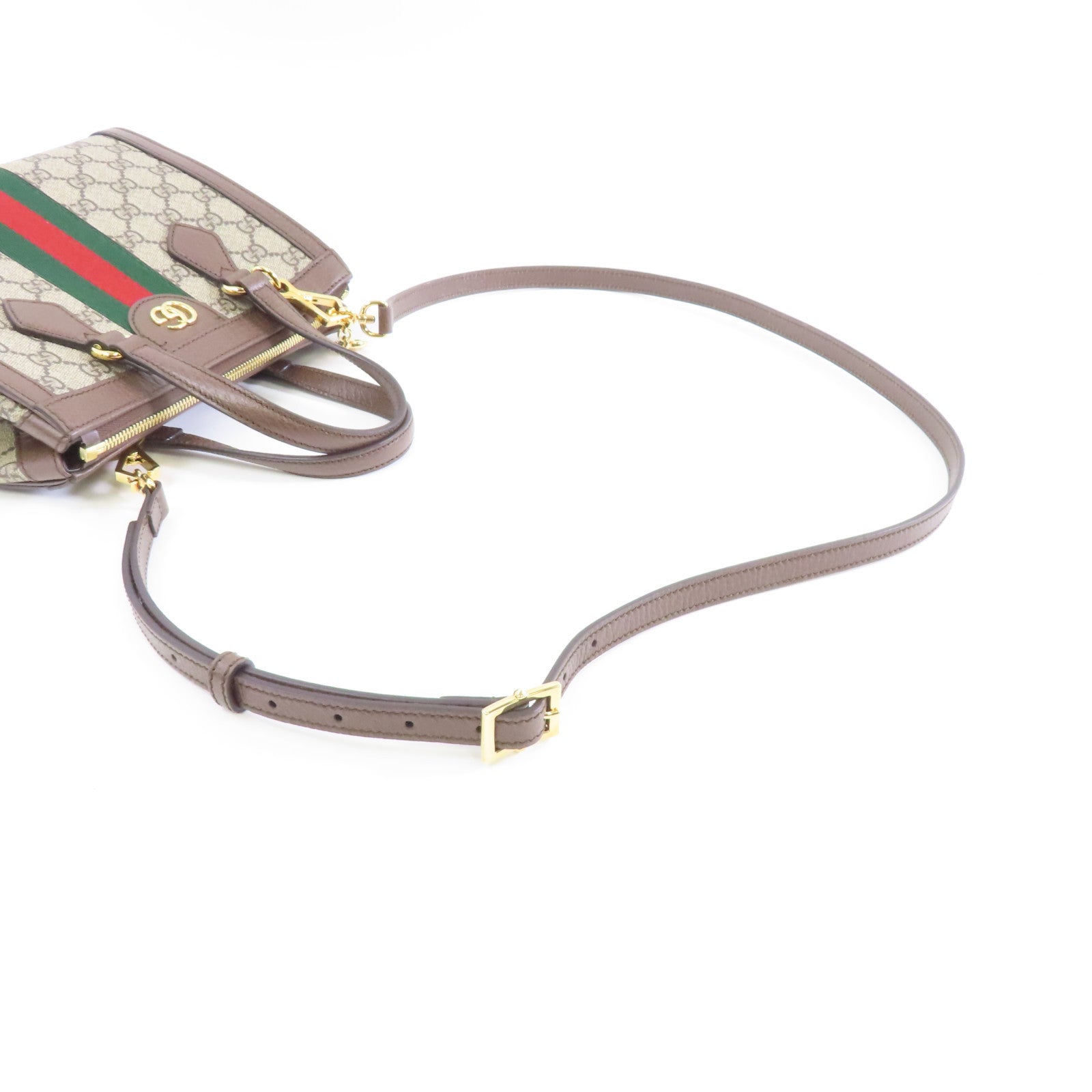 GUCCI 塗層帆布Ophidia GG Small金扣手挽肩背兩用袋棕色
