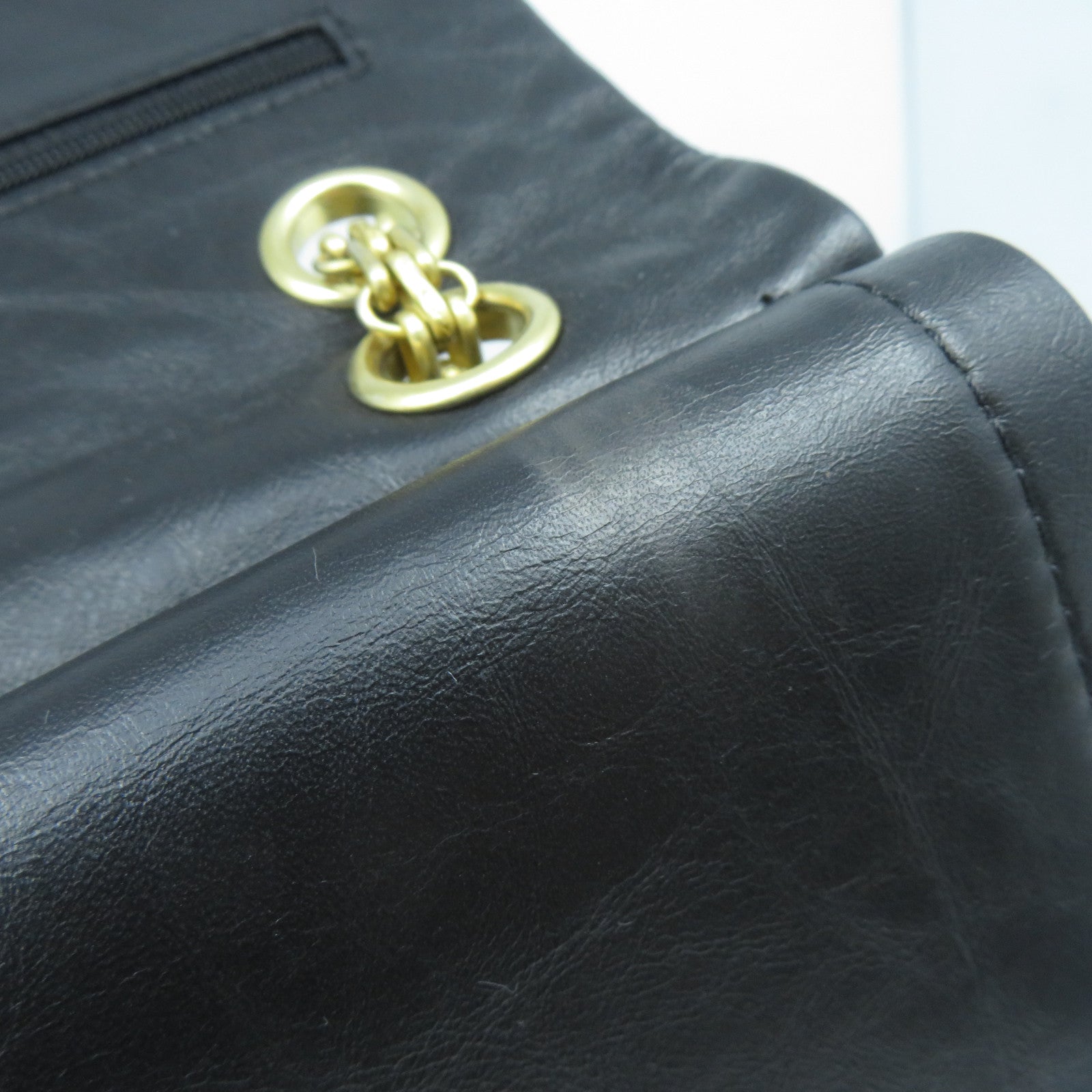 CHANEL 菱格牛皮皮革2.55金扣鏈帶肩背袋黑色