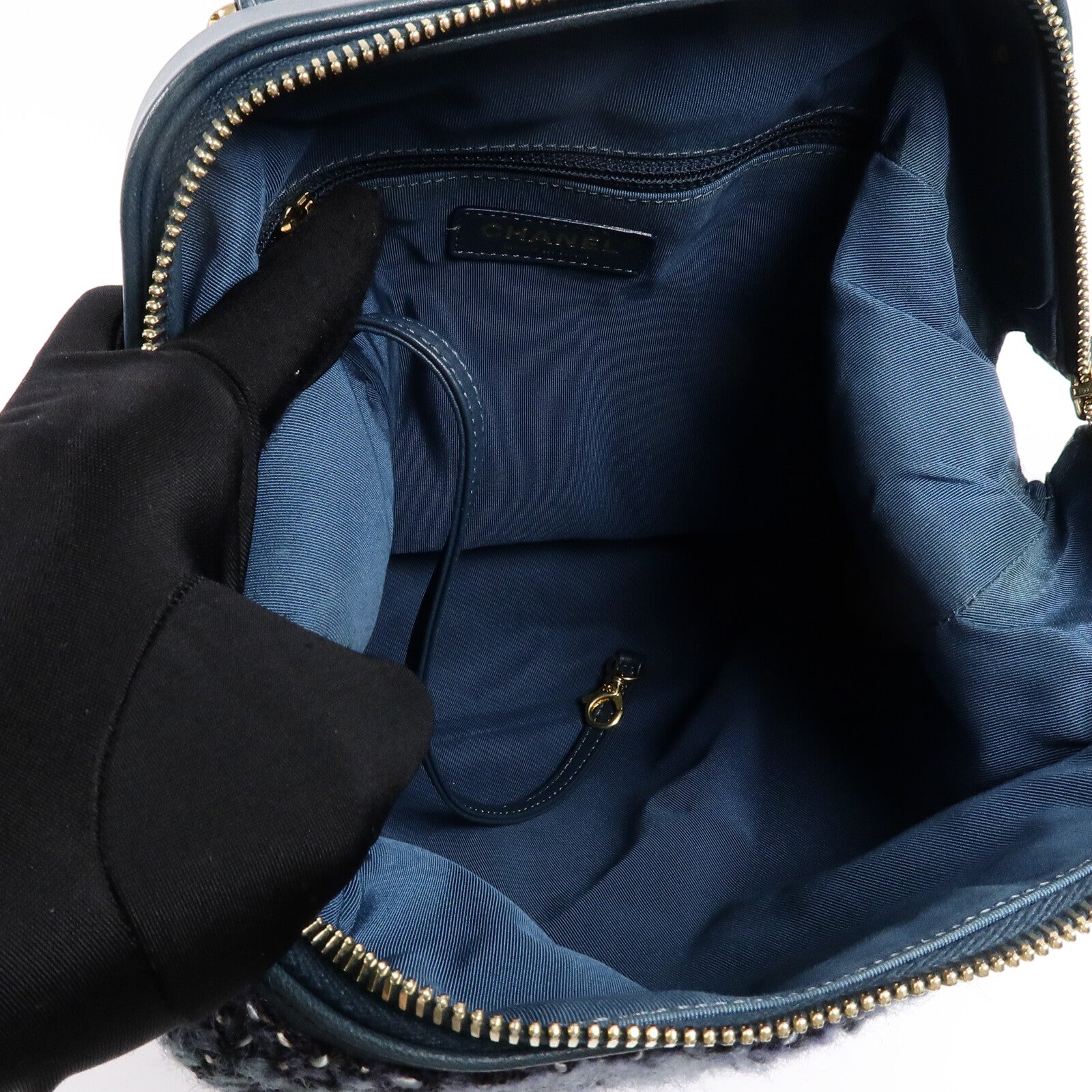 CHANEL 羊毛/牛皮皮革Tweed Backpack背包