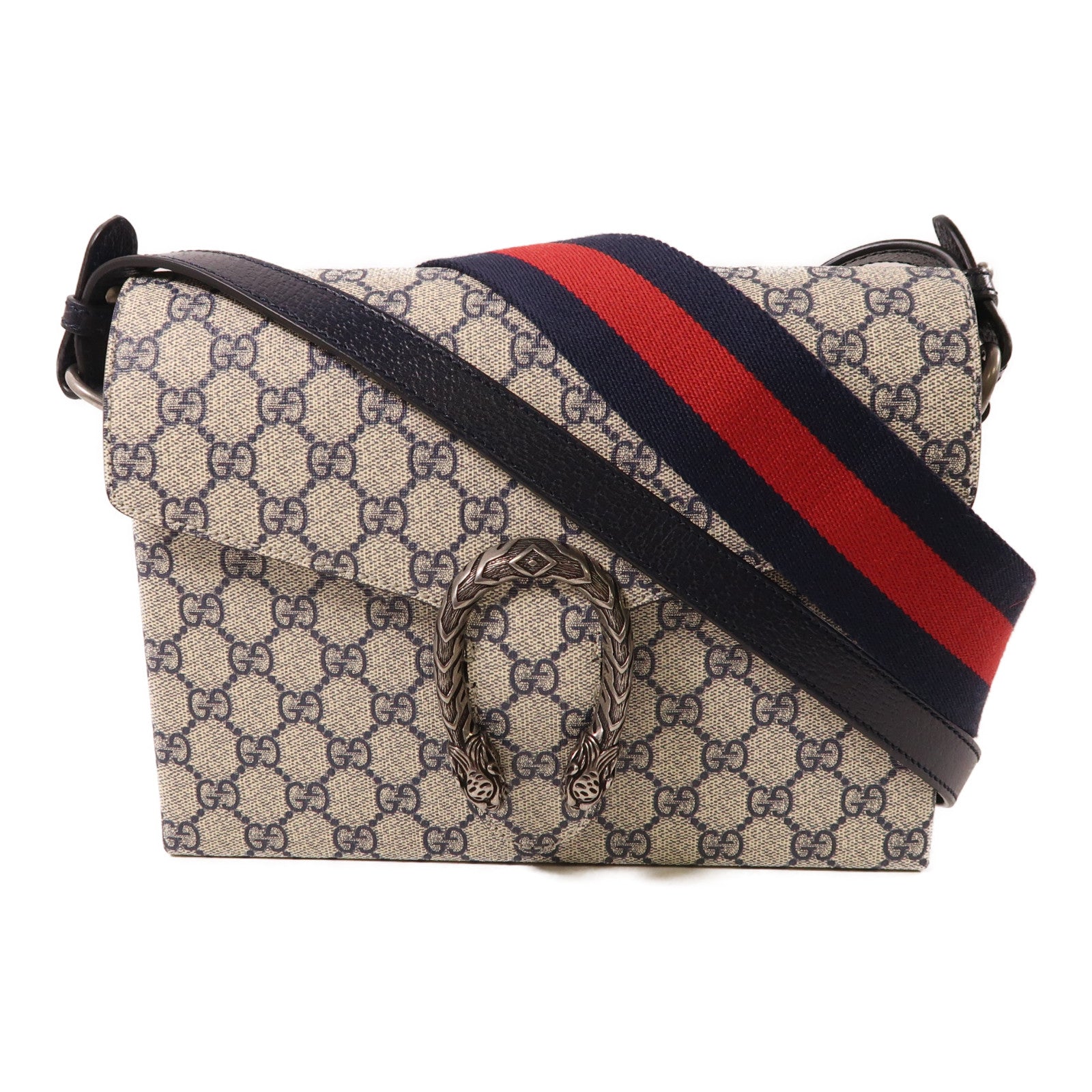 GUCCI 【激減優惠】塗層帆布/皮革Dionysus銀扣肩背袋