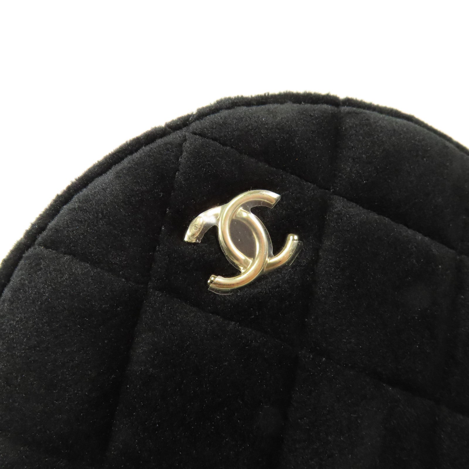 CHANEL 天鵝絨Chain Shoulder金扣鏈帶肩背袋