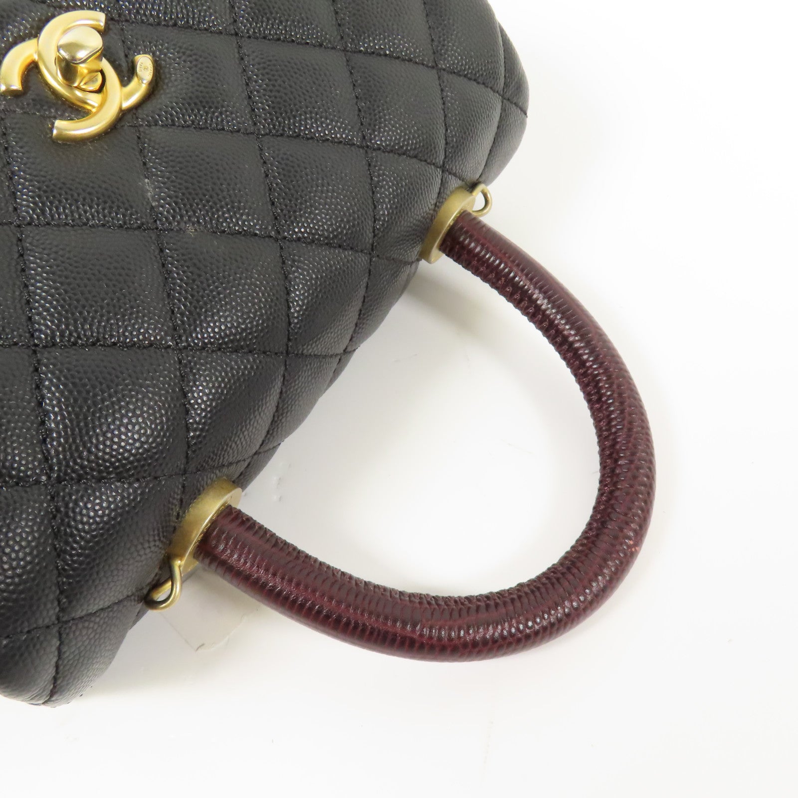 CHANEL 牛皮皮革CoCo Handle Small金扣鏈帶手挽肩背兩用袋