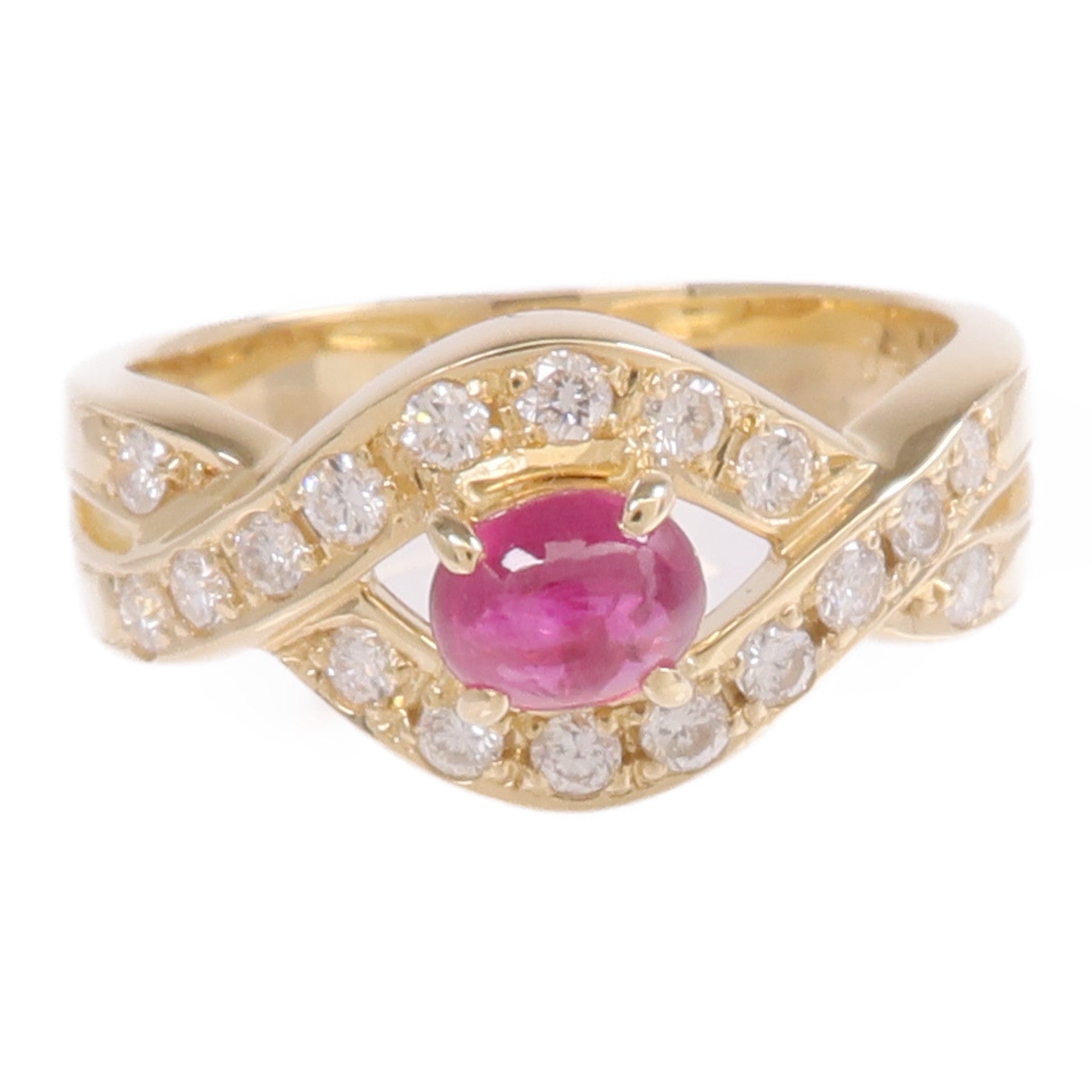 JEWELRY 18K黃金Ruby Diamond Ring紅寶石/鑽石戒指US#6.25