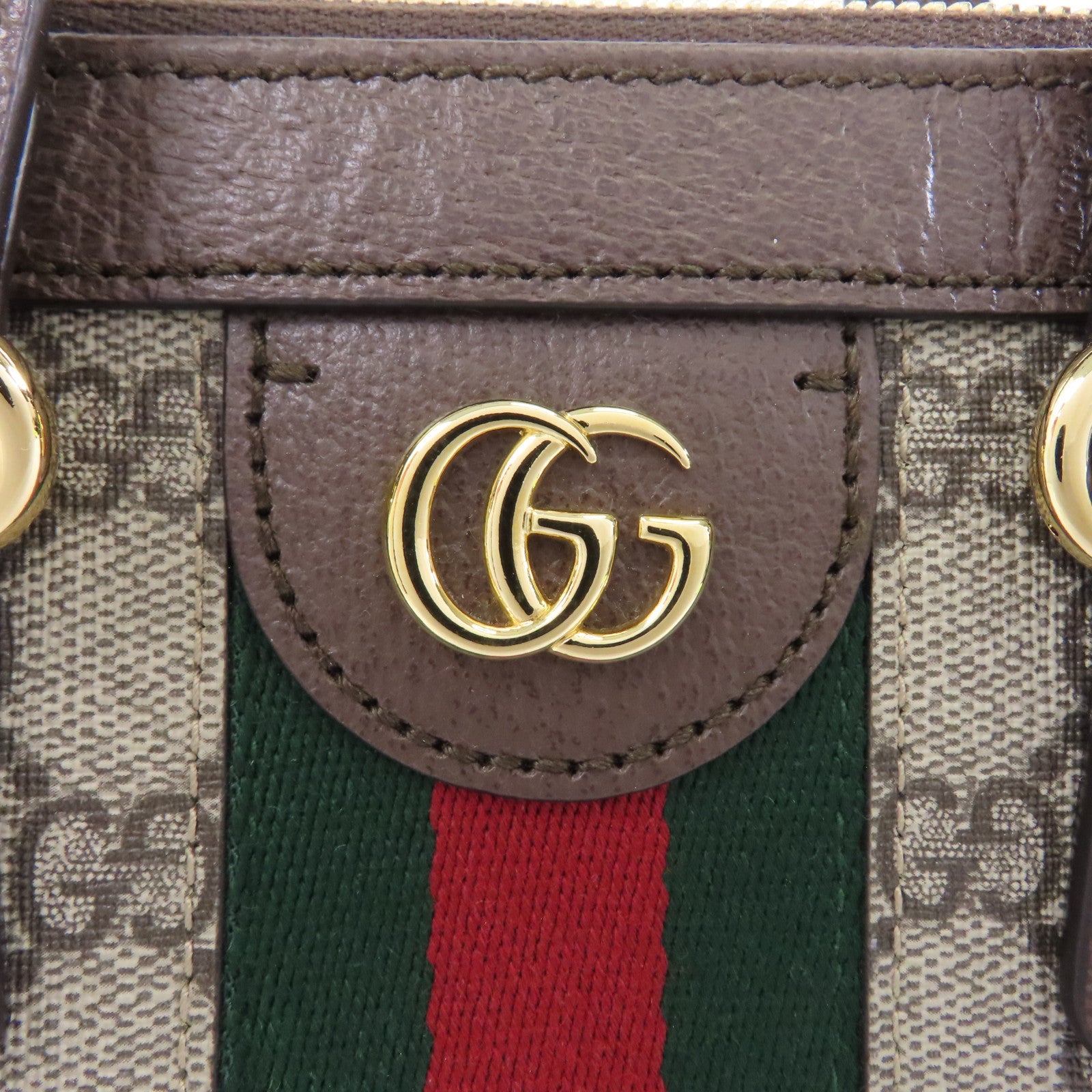 GUCCI 塗層帆布Ophidia GG Small金扣手挽肩背兩用袋棕色